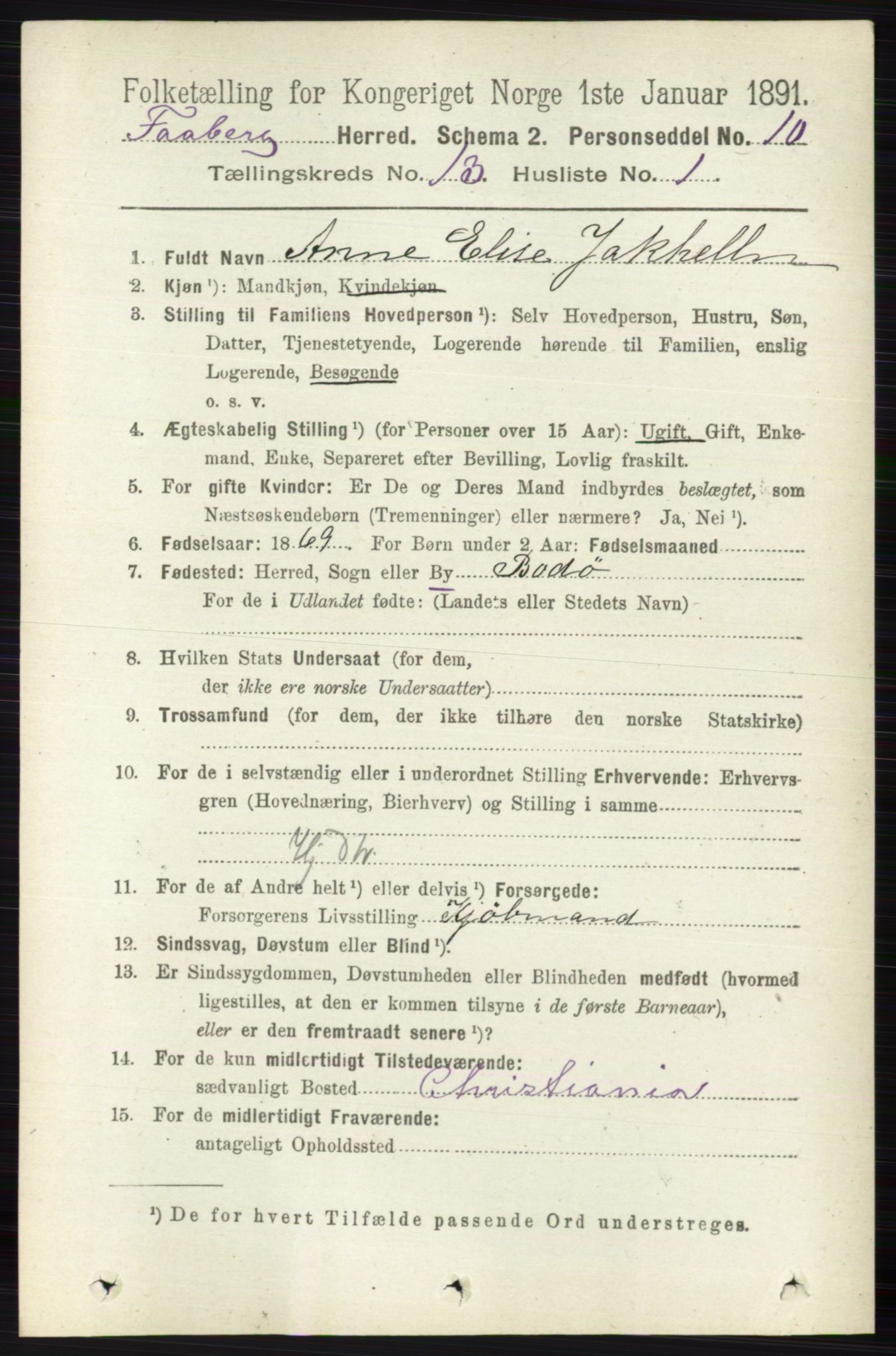 RA, 1891 census for 0524 Fåberg, 1891, p. 5254