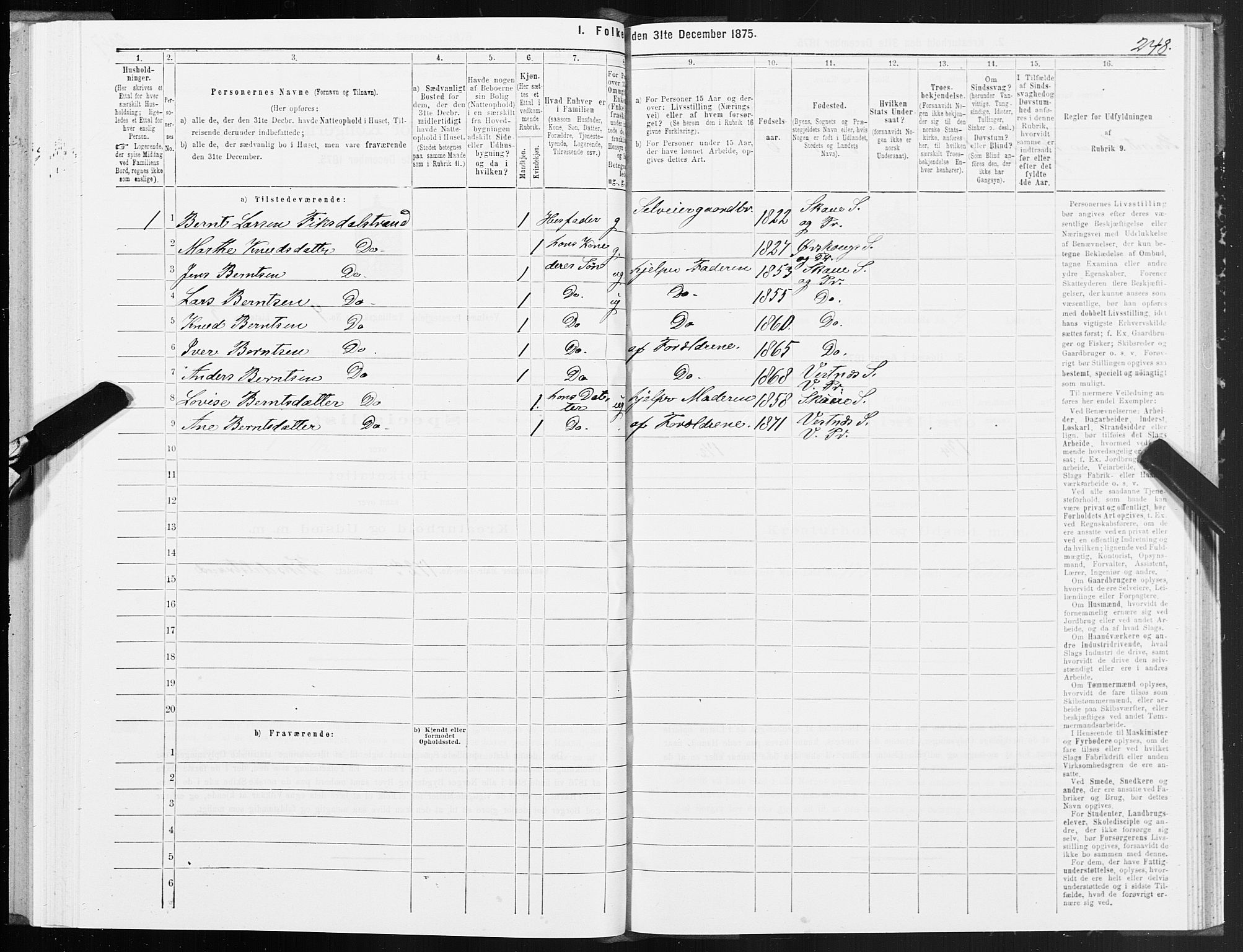 SAT, 1875 census for 1535P Vestnes, 1875, p. 3248