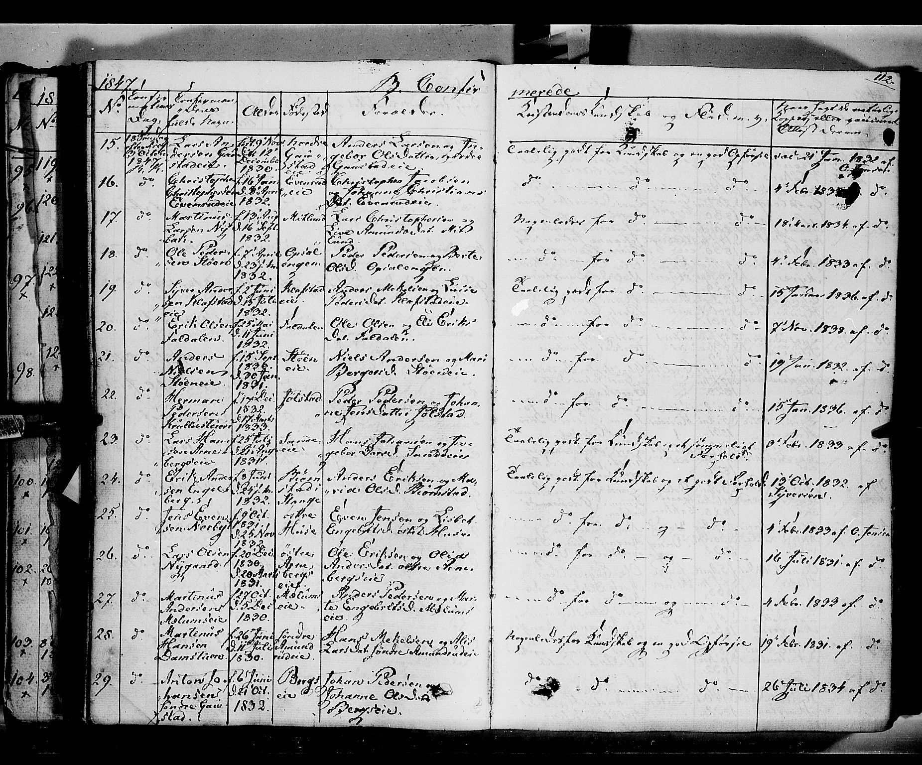Romedal prestekontor, SAH/PREST-004/K/L0004: Parish register (official) no. 4, 1847-1861, p. 112
