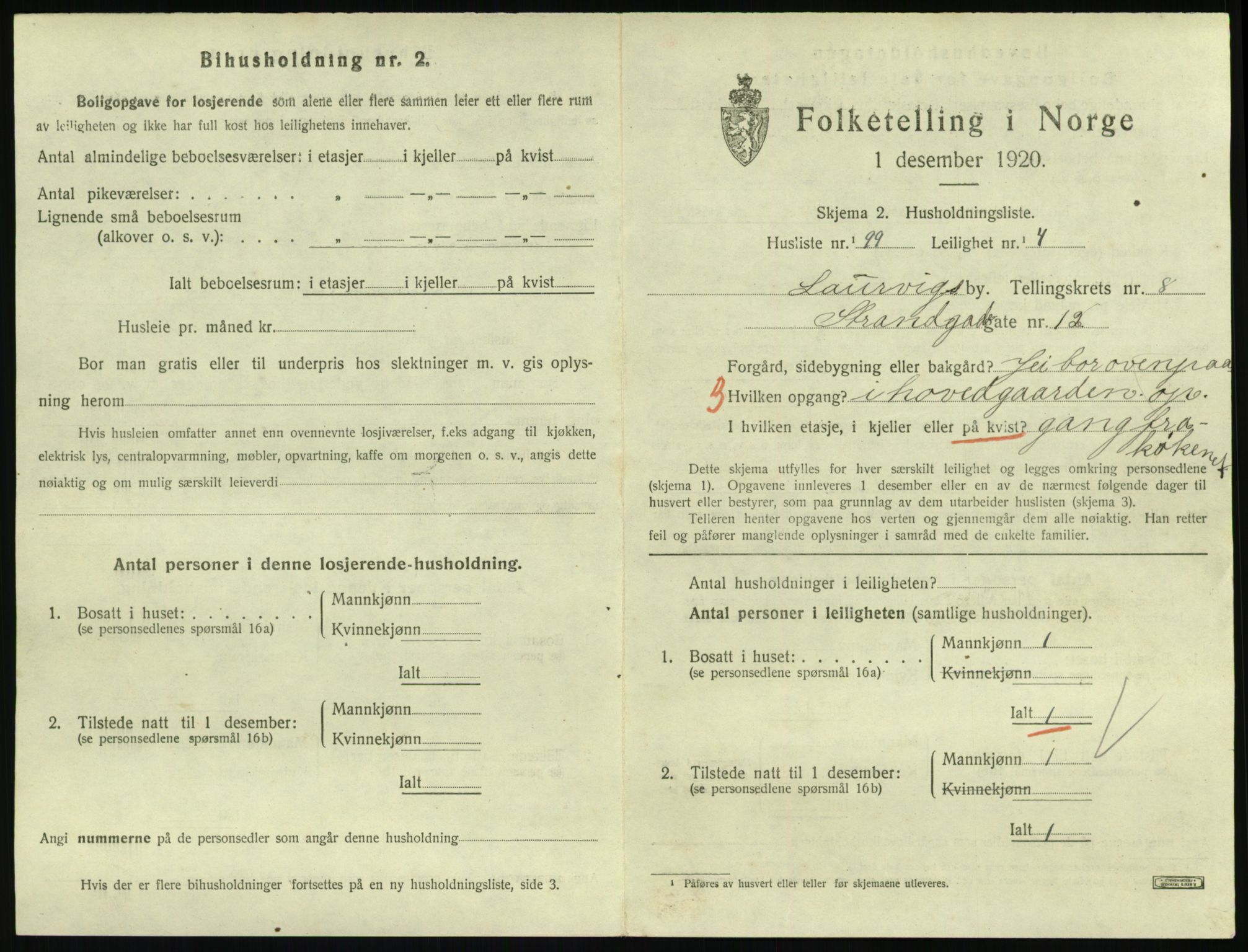 SAKO, 1920 census for Larvik, 1920, p. 6918