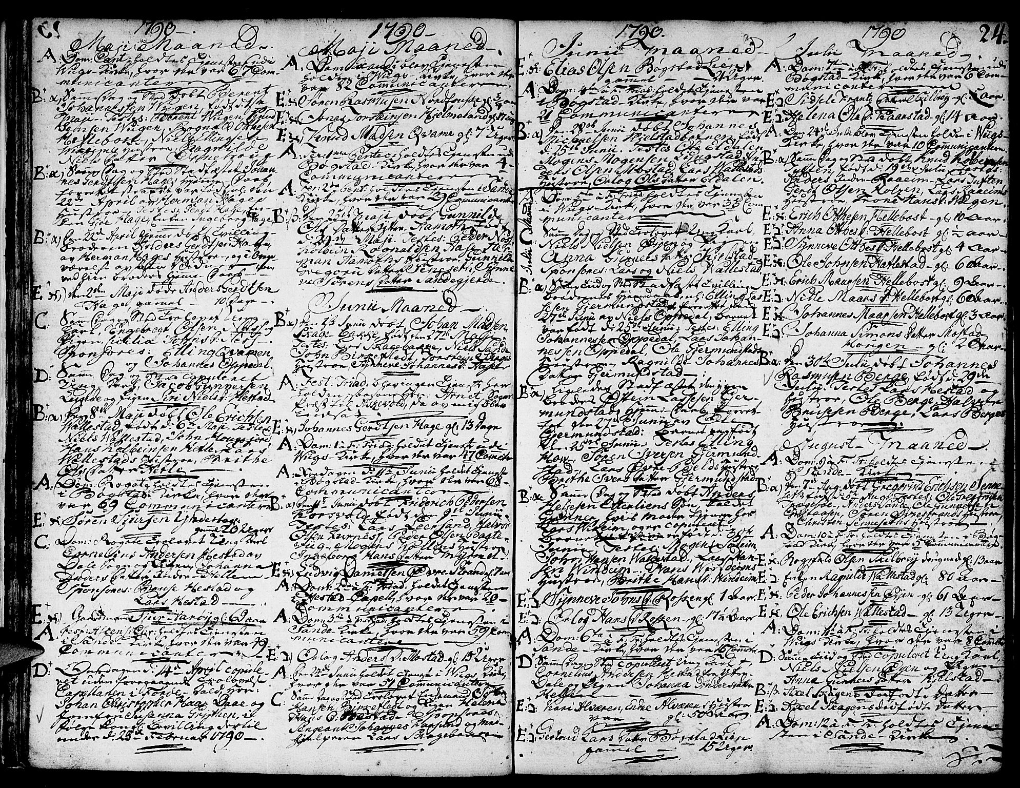 Gaular sokneprestembete, SAB/A-80001/H/Haa: Parish register (official) no. A 2, 1785-1821, p. 24