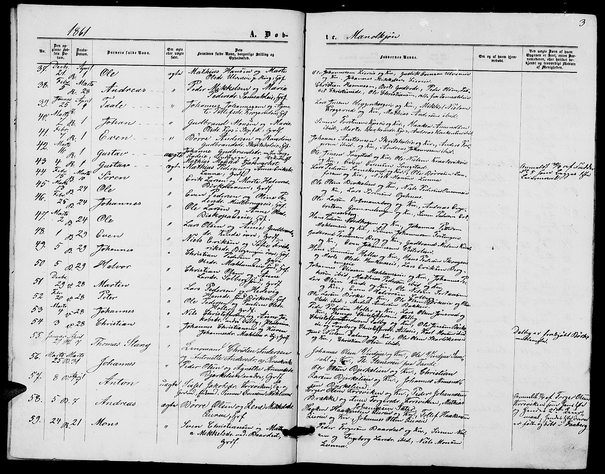 Ringsaker prestekontor, AV/SAH-PREST-014/L/La/L0007: Parish register (copy) no. 7, 1861-1869, p. 3