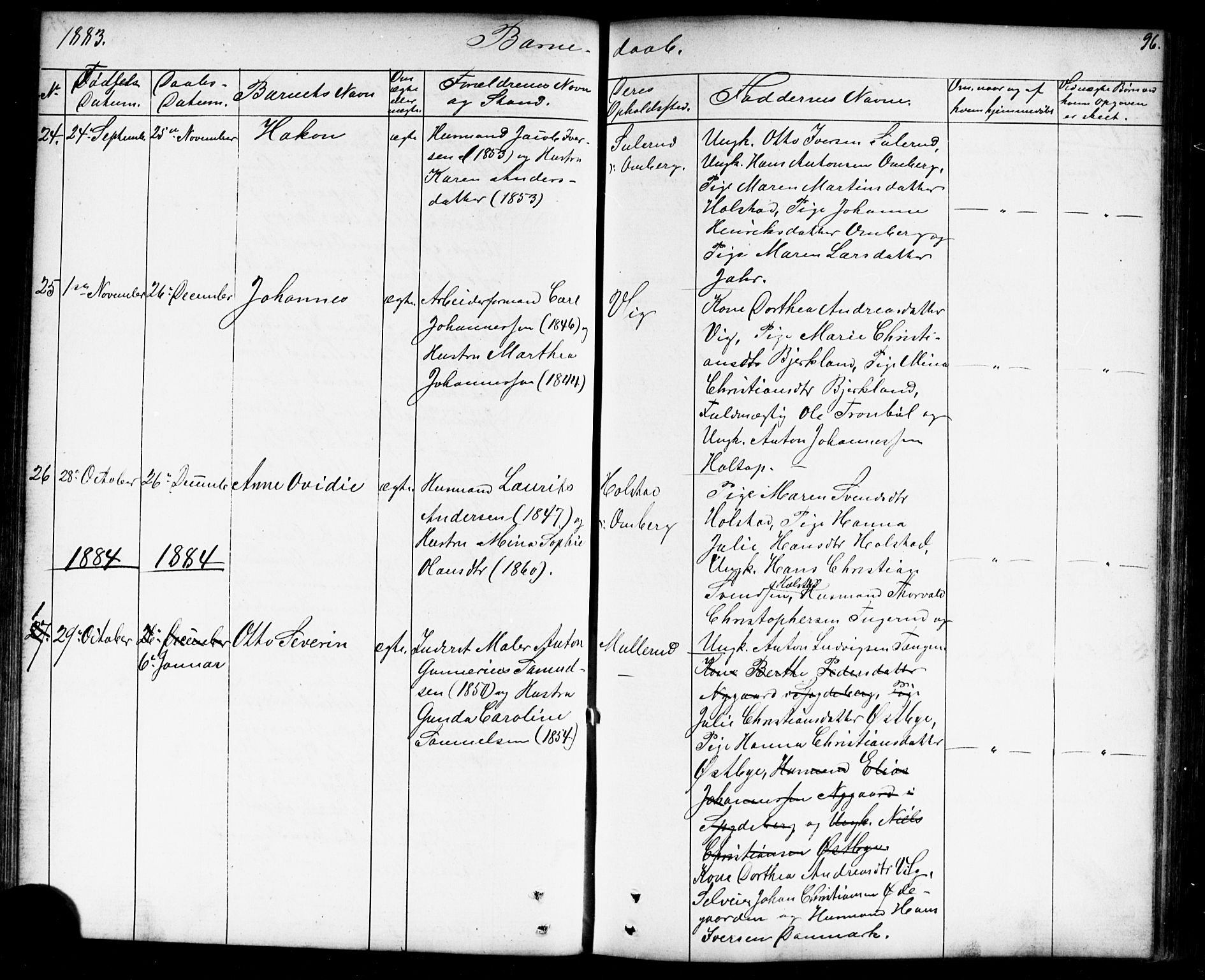 Enebakk prestekontor Kirkebøker, AV/SAO-A-10171c/G/Gb/L0001: Parish register (copy) no. II 1, 1859-1890, p. 96