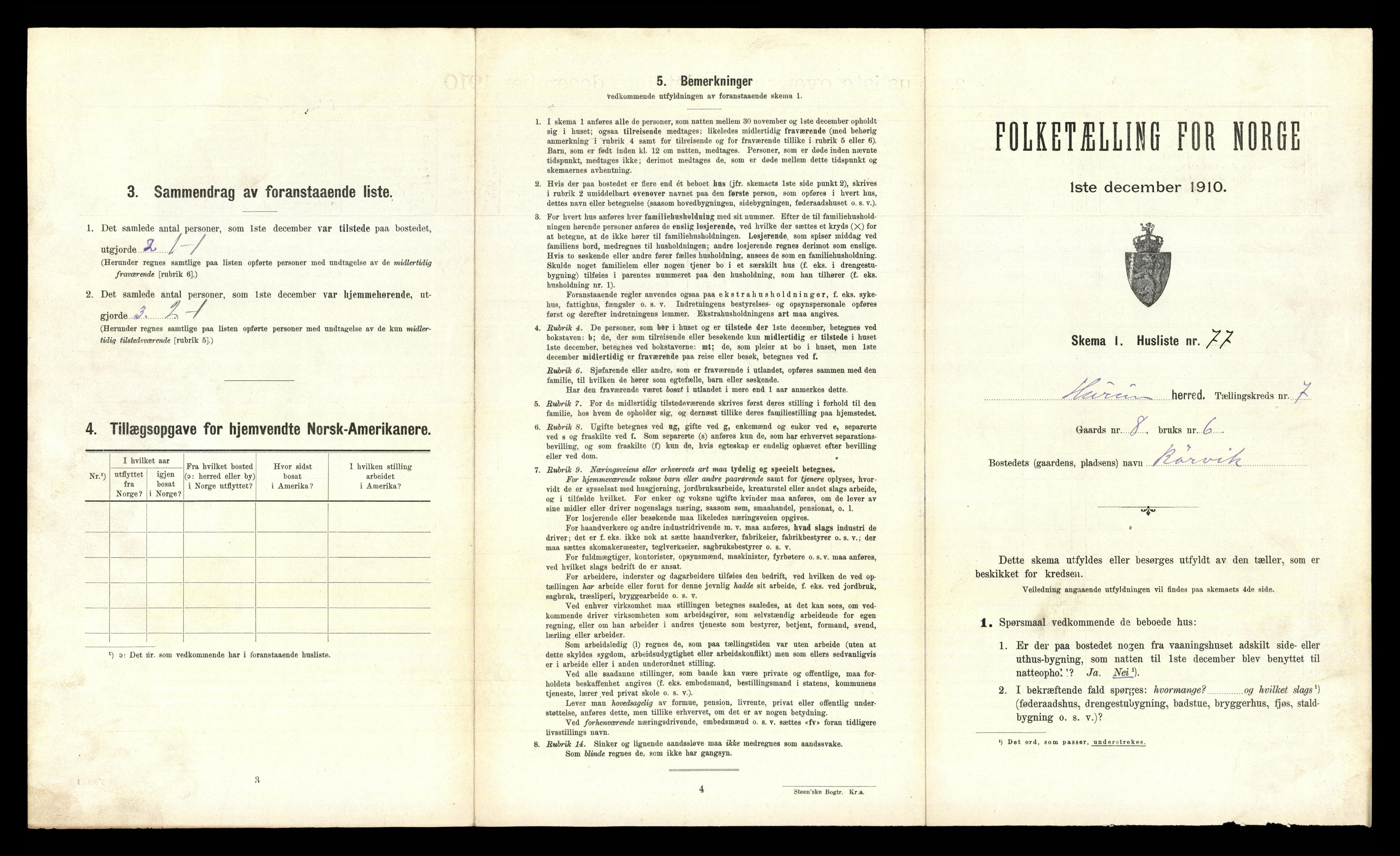 RA, 1910 census for Hurum, 1910, p. 1140