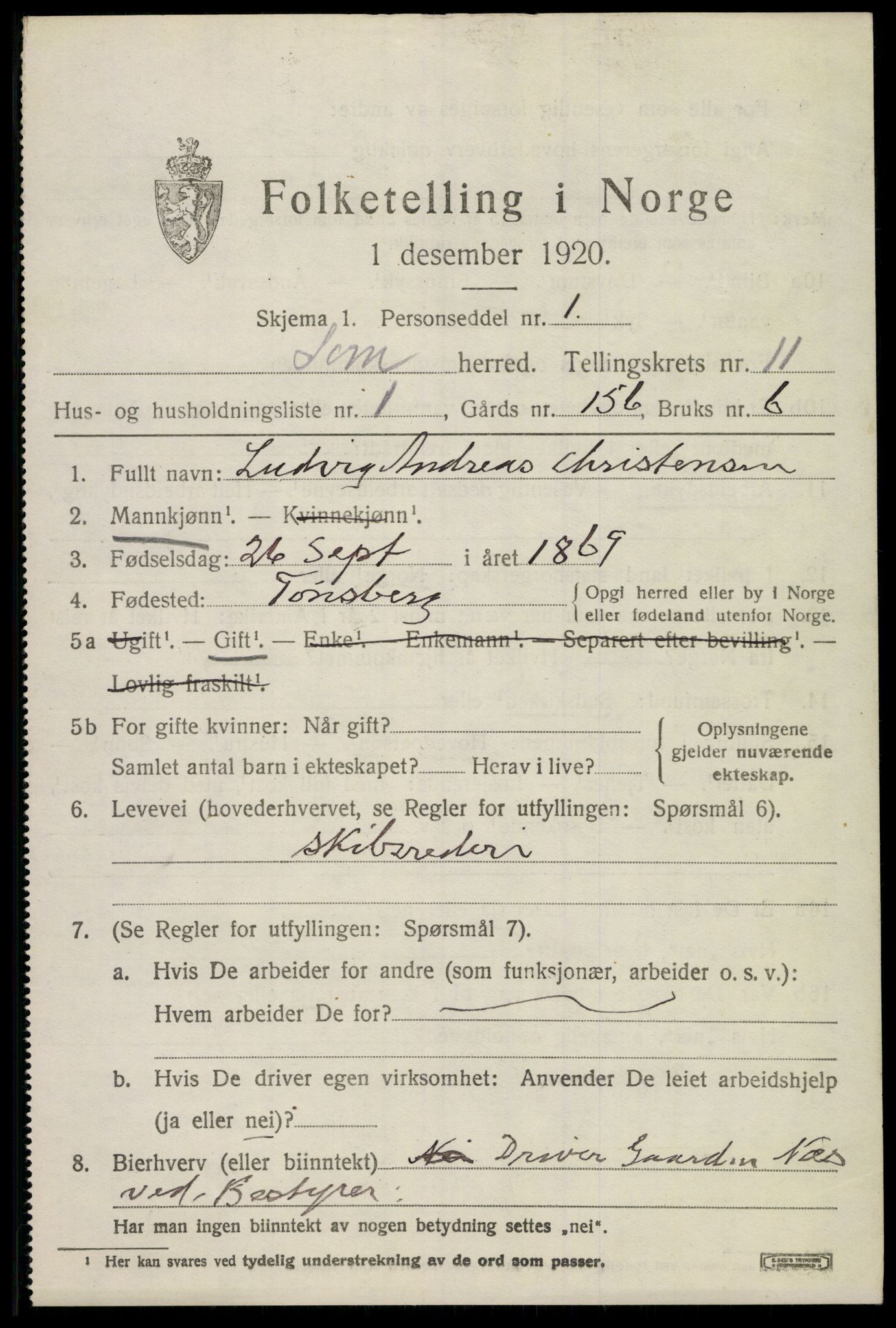 SAKO, 1920 census for Sem, 1920, p. 14383