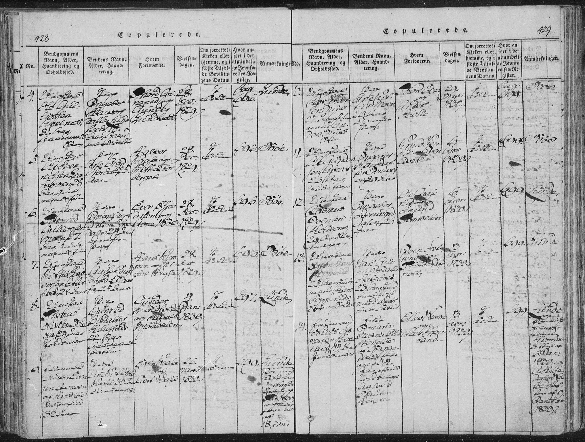 Bø kirkebøker, SAKO/A-257/F/Fa/L0006: Parish register (official) no. 6, 1815-1831, p. 428-429