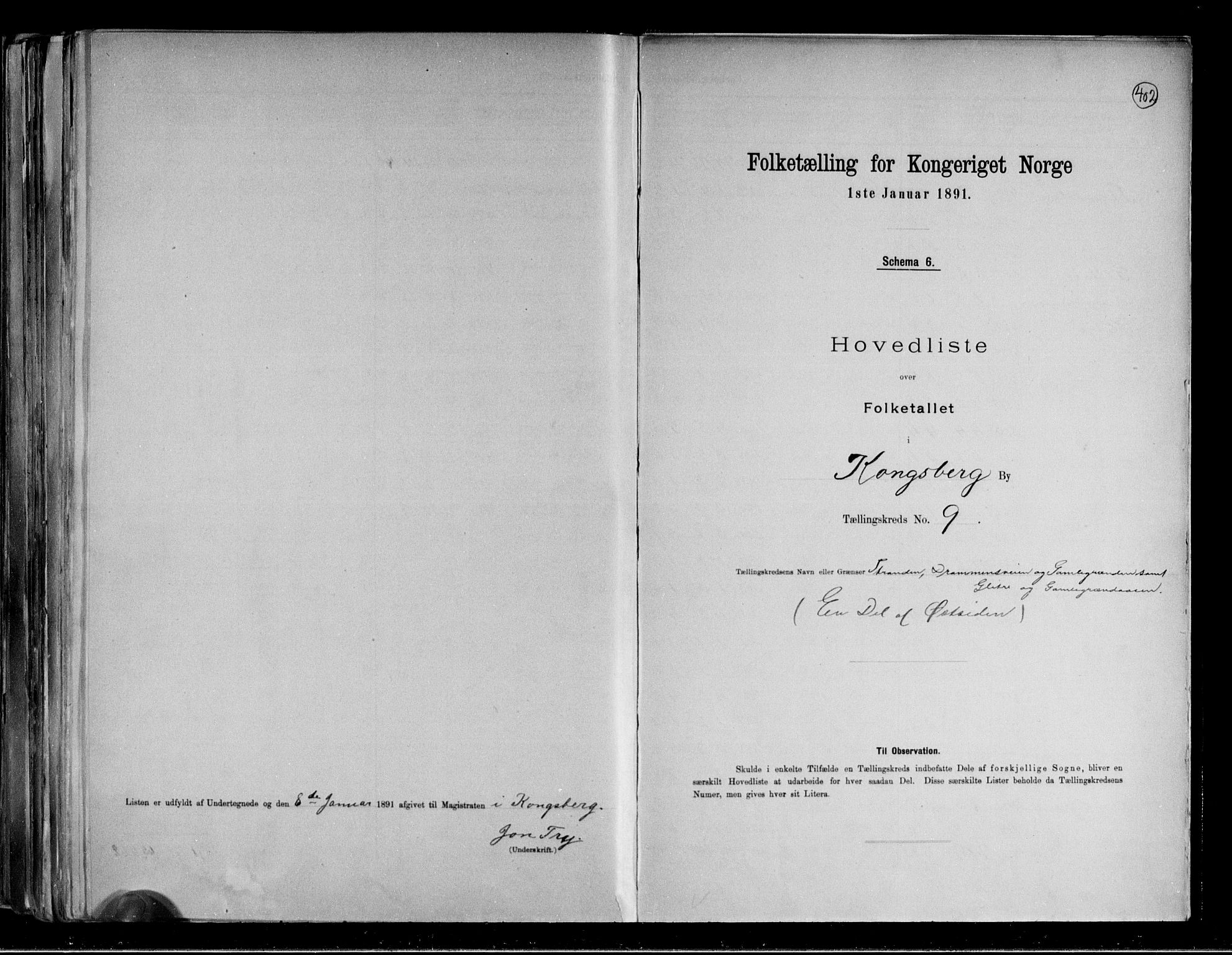 RA, 1891 census for 0604 Kongsberg, 1891, p. 20