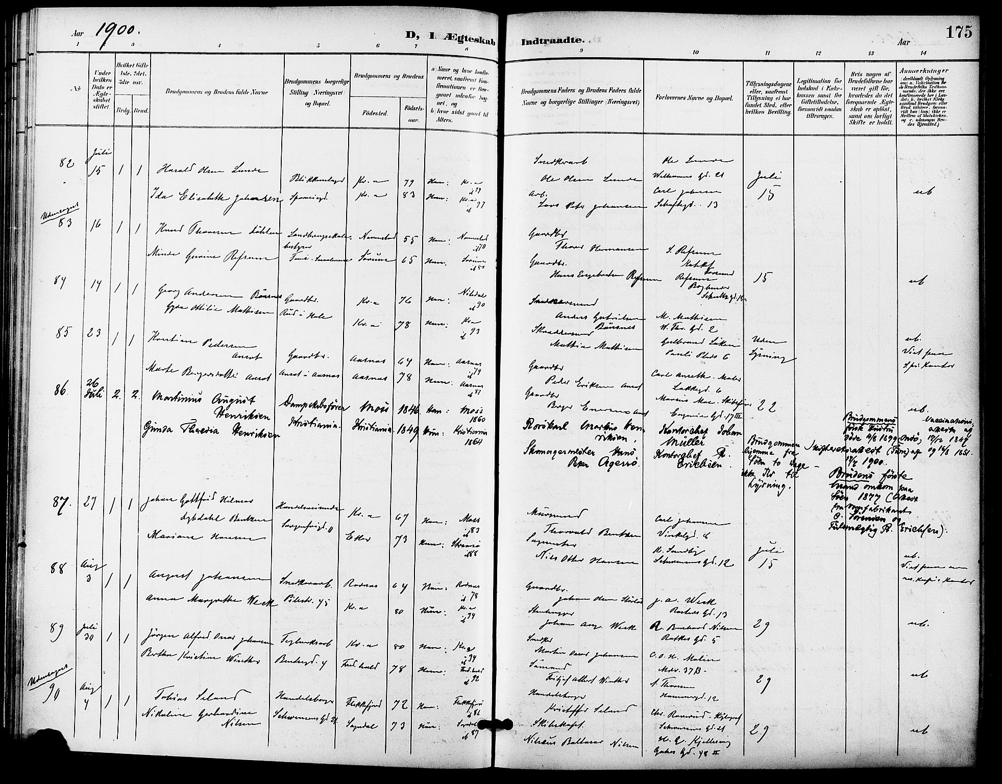 Gamle Aker prestekontor Kirkebøker, SAO/A-10617a/F/L0012: Parish register (official) no. 12, 1898-1910, p. 175