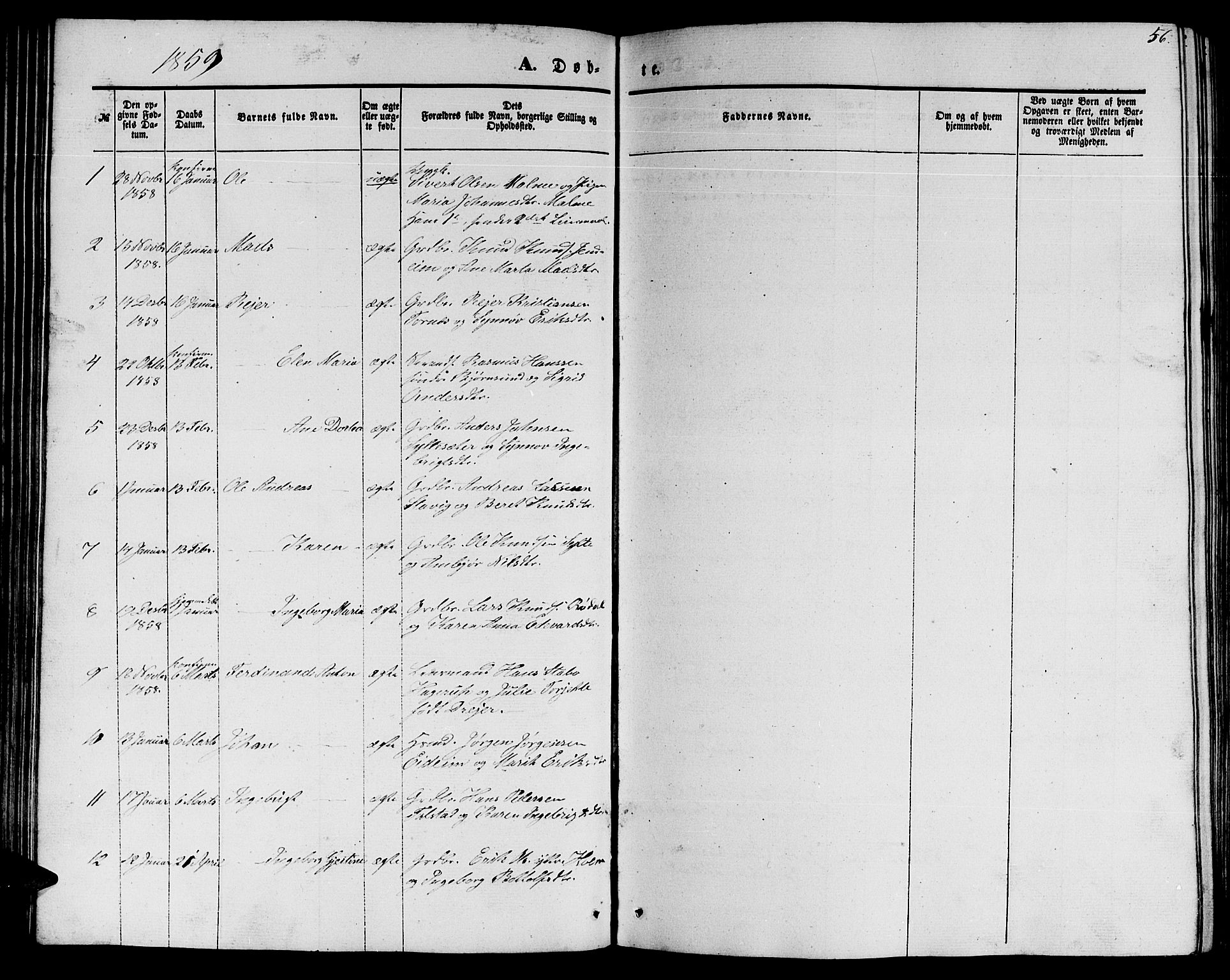Ministerialprotokoller, klokkerbøker og fødselsregistre - Møre og Romsdal, SAT/A-1454/565/L0753: Parish register (copy) no. 565C02, 1845-1870, p. 56