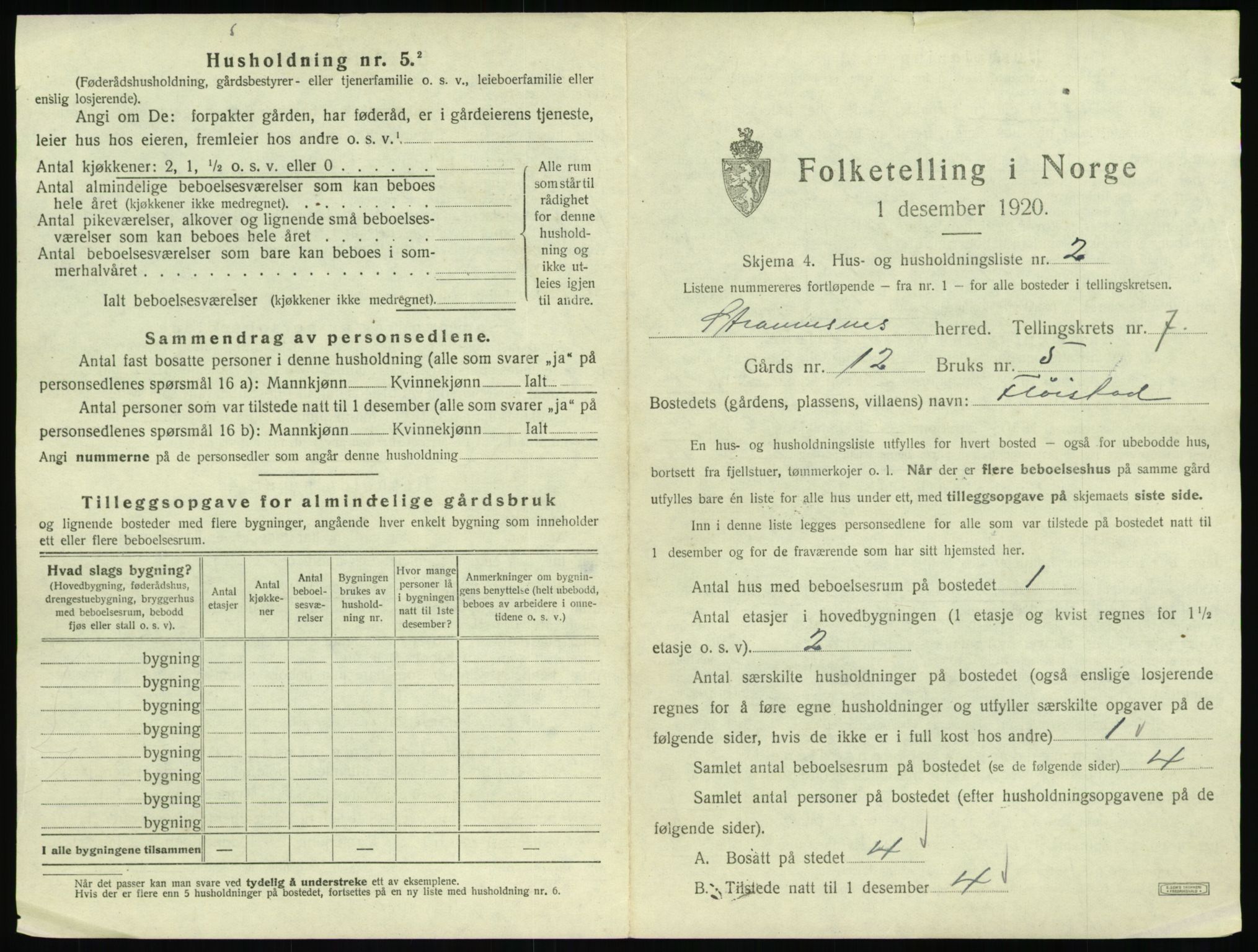 SAT, 1920 census for Straumsnes, 1920, p. 413