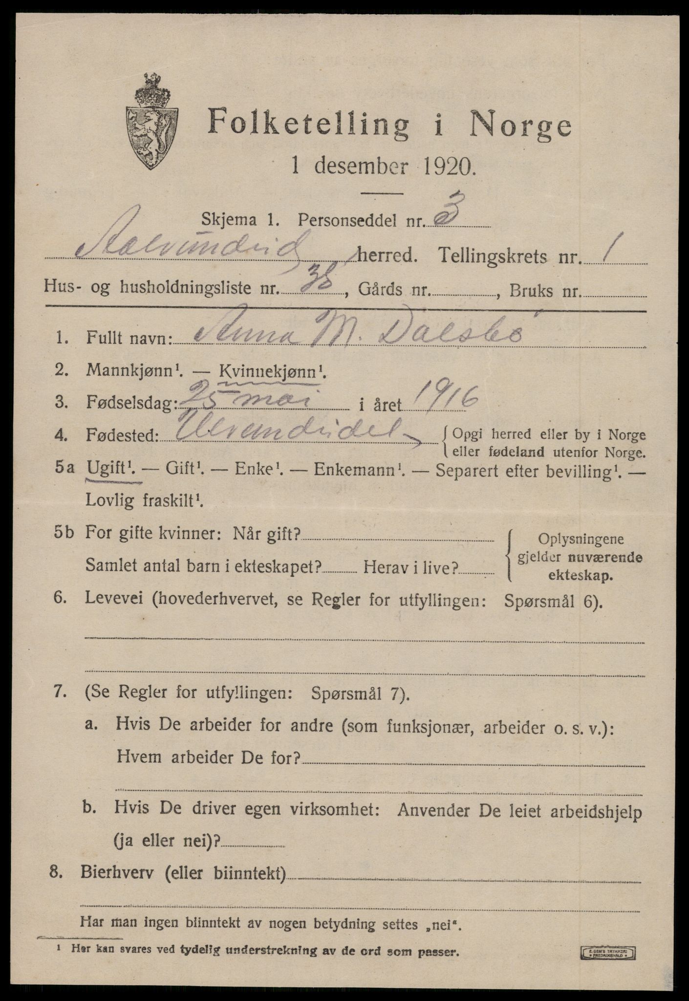 SAT, 1920 census for Ålvundeid, 1920, p. 512