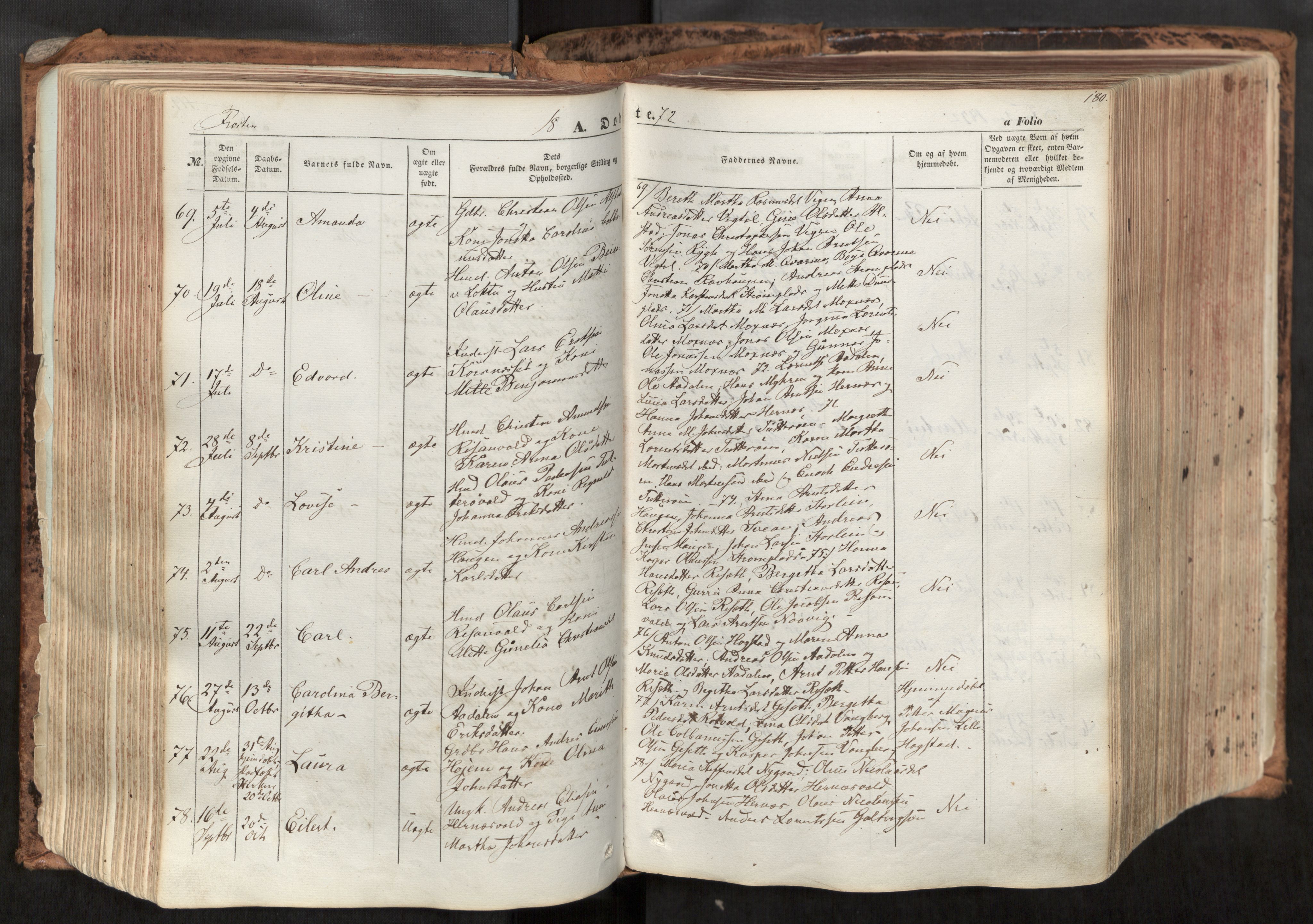 Ministerialprotokoller, klokkerbøker og fødselsregistre - Nord-Trøndelag, SAT/A-1458/713/L0116: Parish register (official) no. 713A07, 1850-1877, p. 180