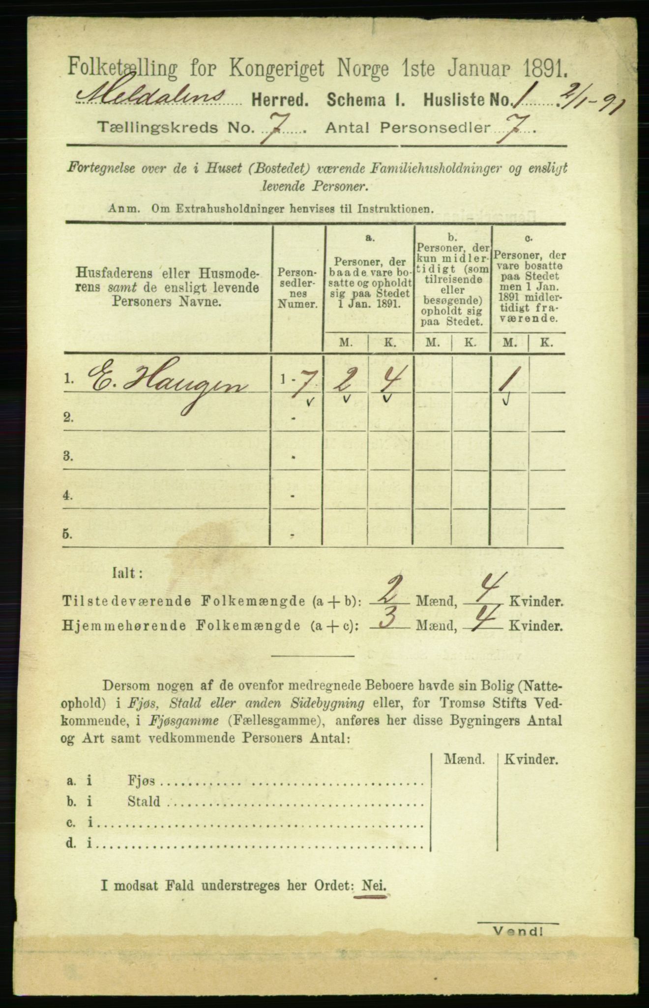 RA, 1891 census for 1636 Meldal, 1891, p. 3331