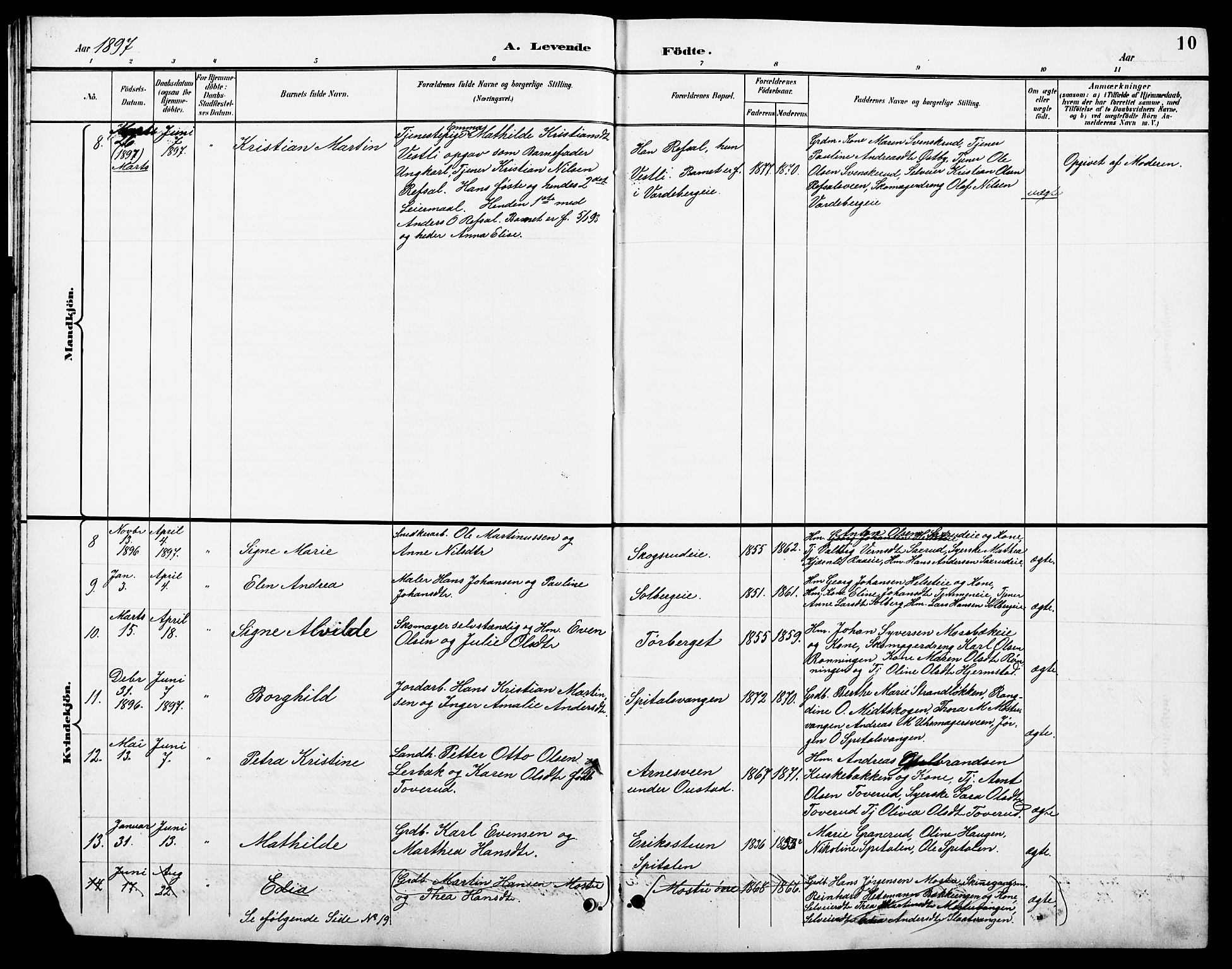 Stange prestekontor, AV/SAH-PREST-002/L/L0011: Parish register (copy) no. 11, 1895-1917, p. 10