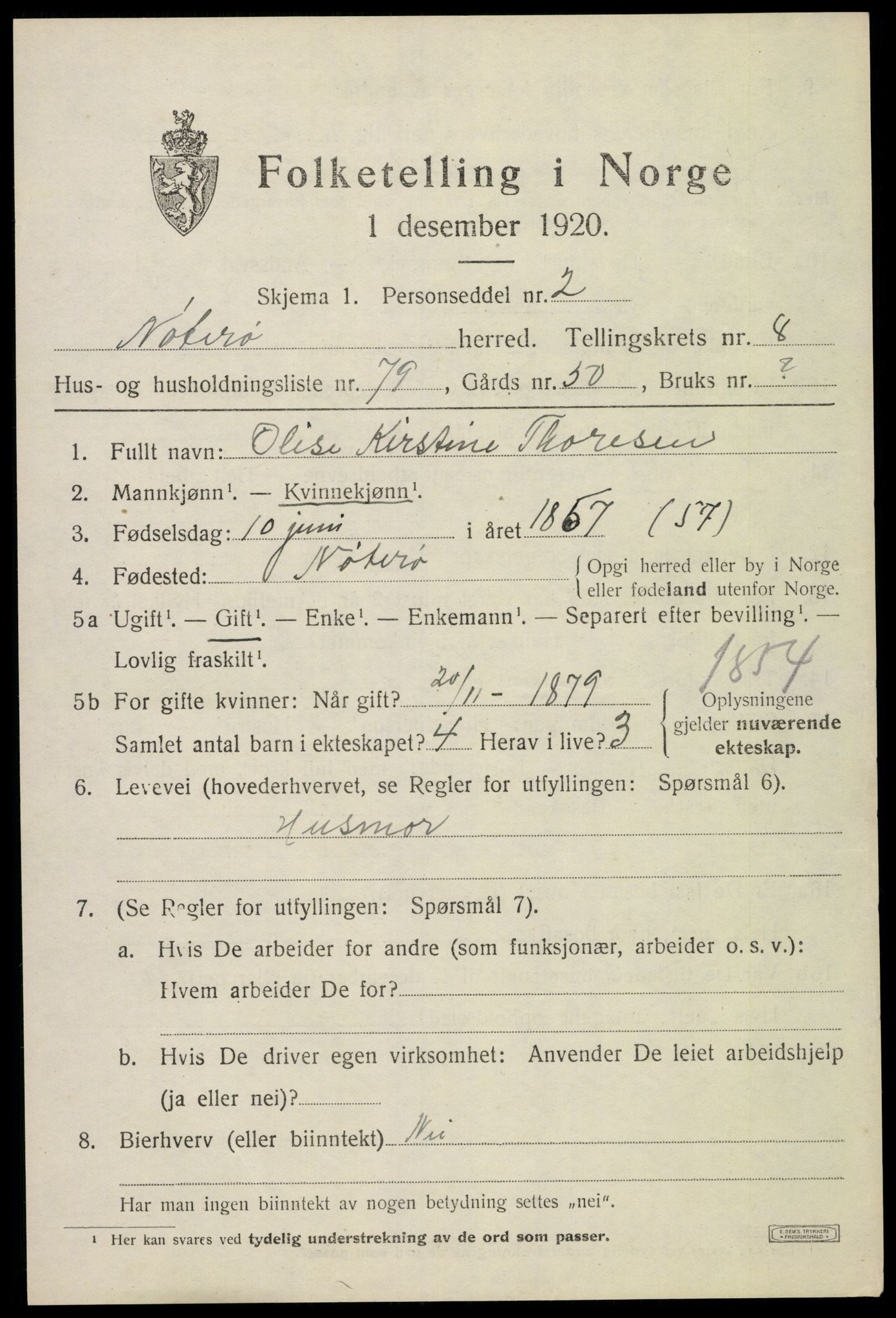 SAKO, 1920 census for Nøtterøy, 1920, p. 11125