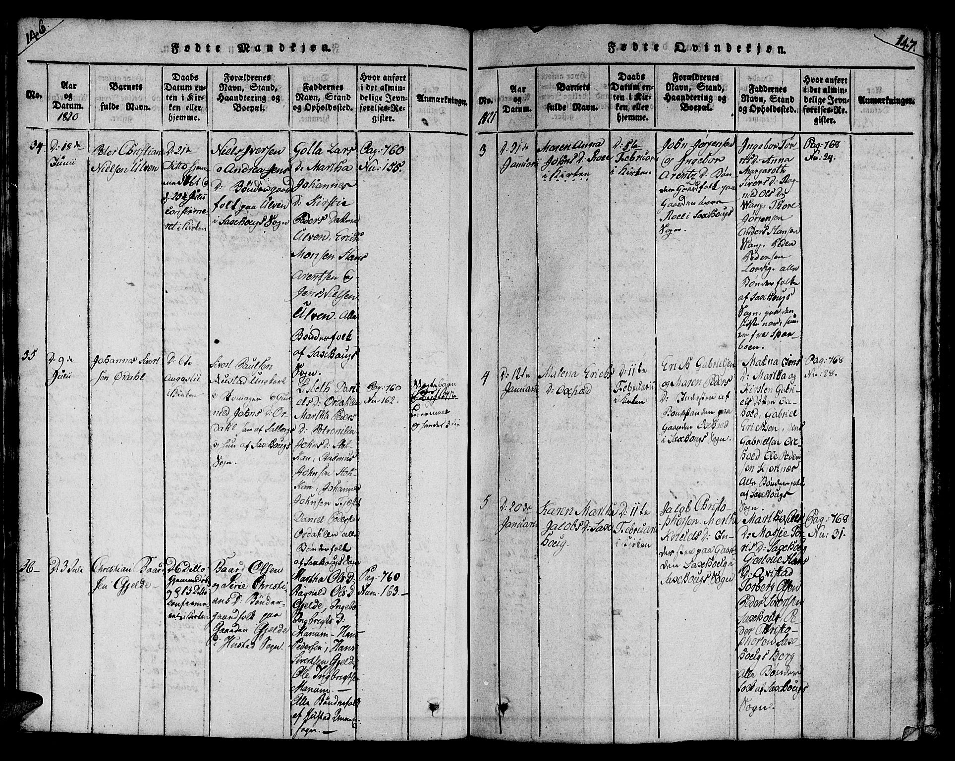 Ministerialprotokoller, klokkerbøker og fødselsregistre - Nord-Trøndelag, SAT/A-1458/730/L0275: Parish register (official) no. 730A04, 1816-1822, p. 146-147