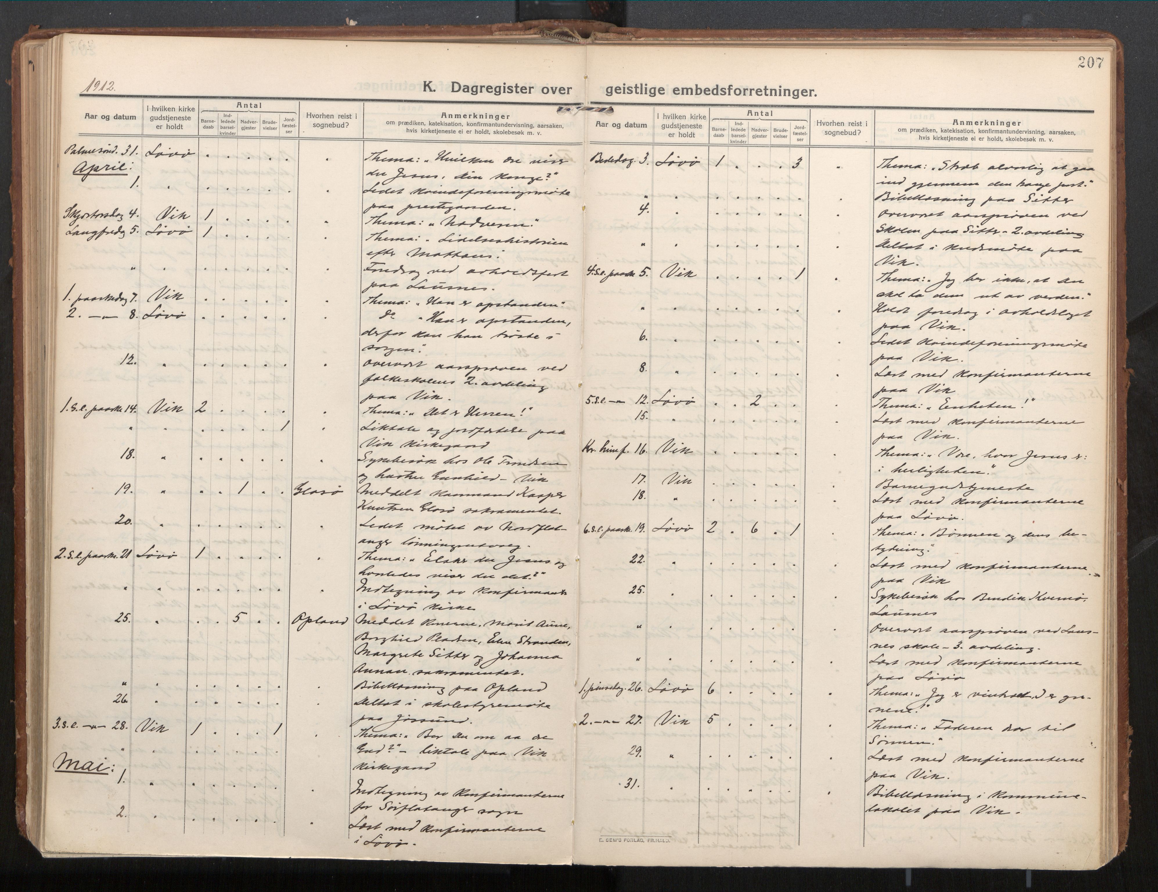 Ministerialprotokoller, klokkerbøker og fødselsregistre - Nord-Trøndelag, AV/SAT-A-1458/771/L0598: Parish register (official) no. 771A05, 1911-1937, p. 207