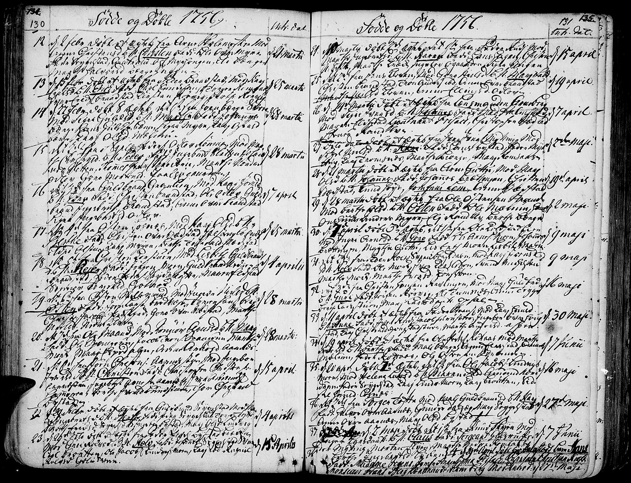 Ringebu prestekontor, AV/SAH-PREST-082/H/Ha/Haa/L0002: Parish register (official) no. 2, 1734-1780, p. 130-131