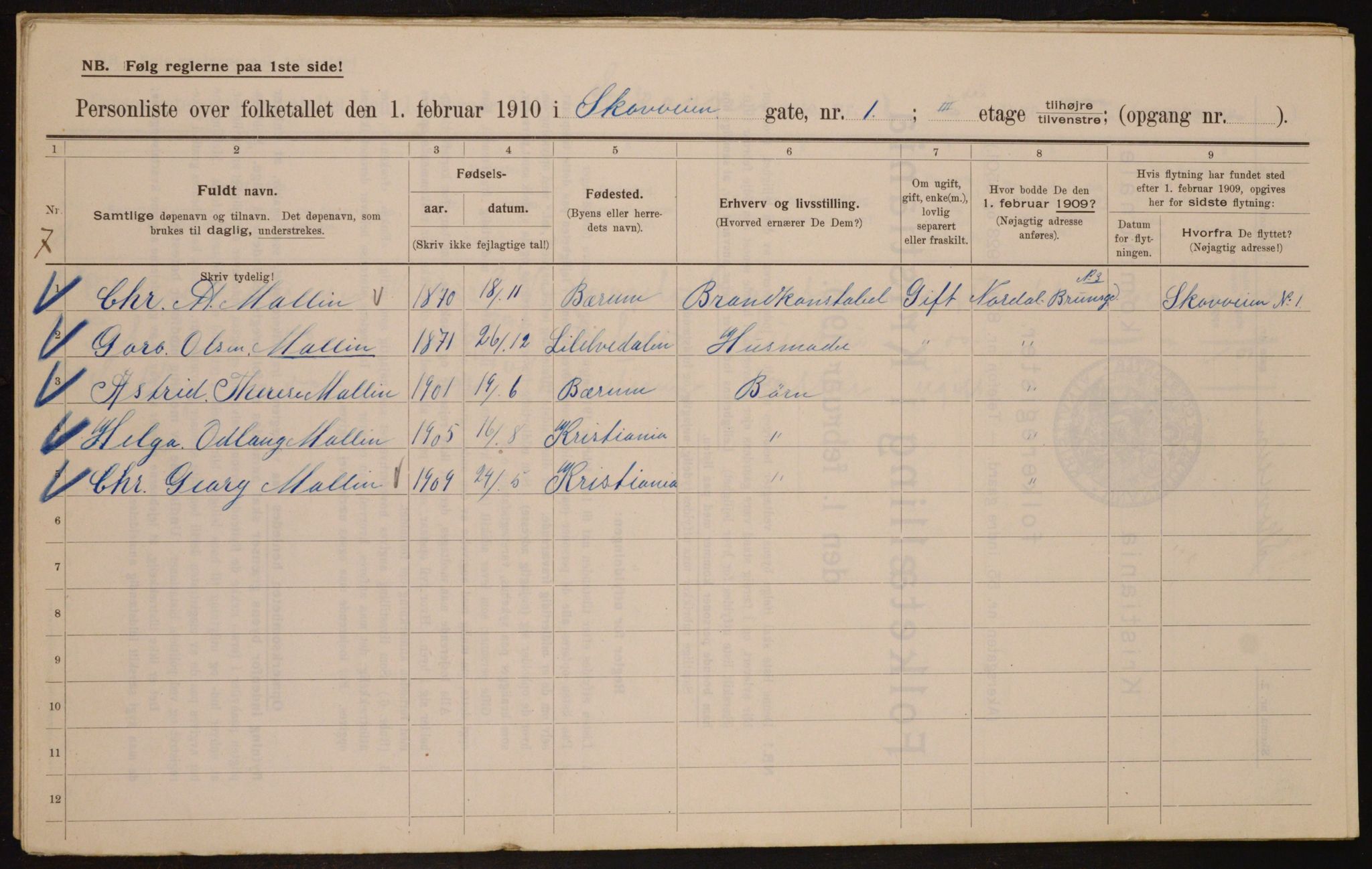 OBA, Municipal Census 1910 for Kristiania, 1910, p. 91917