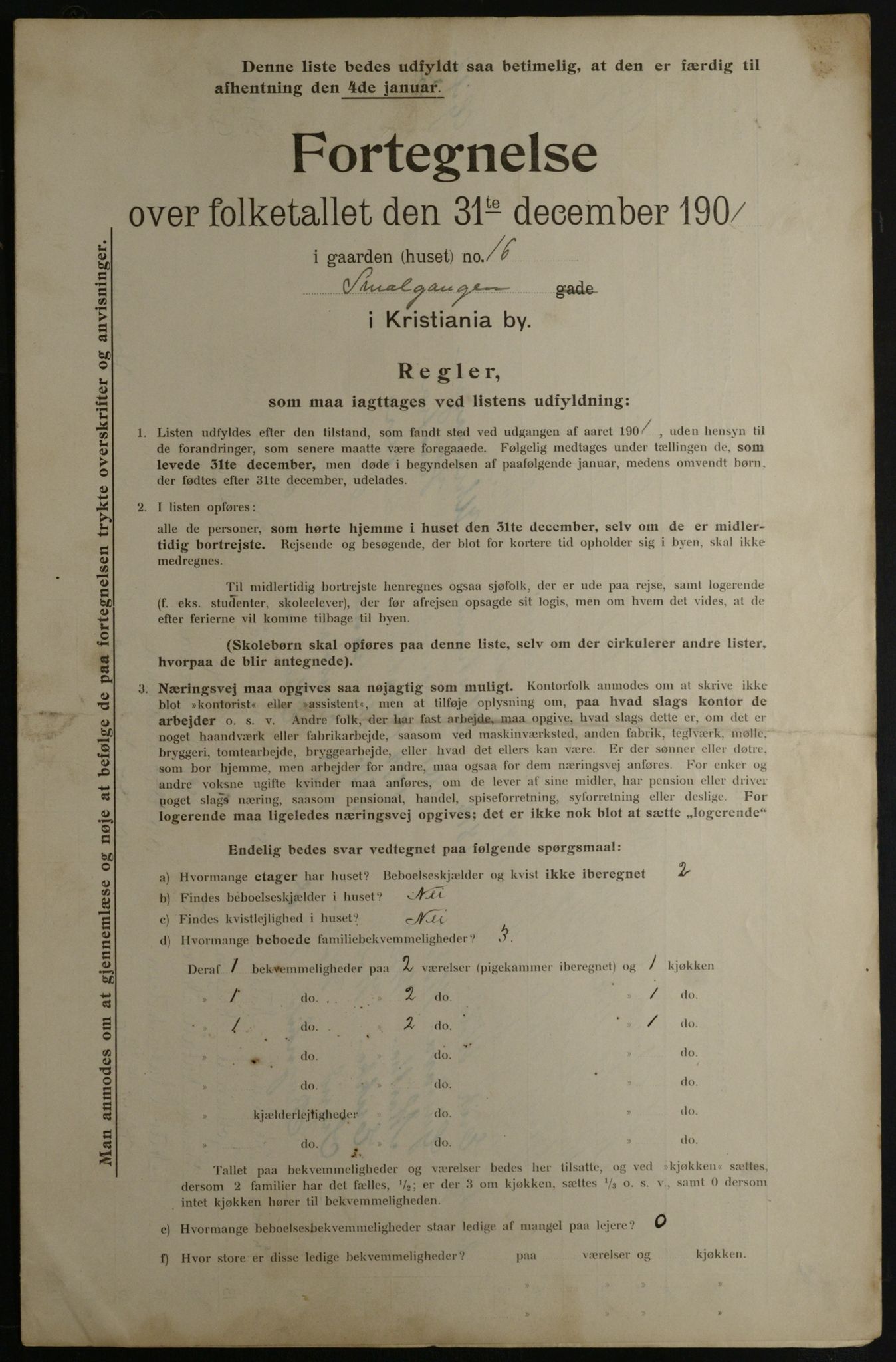 OBA, Municipal Census 1901 for Kristiania, 1901, p. 14954