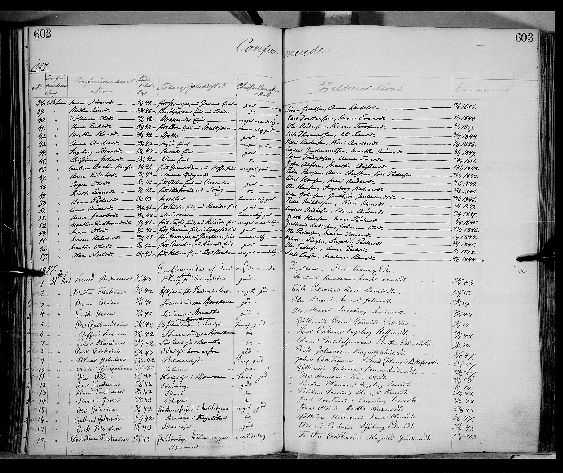 Gran prestekontor, SAH/PREST-112/H/Ha/Haa/L0012: Parish register (official) no. 12, 1856-1874, p. 602-603