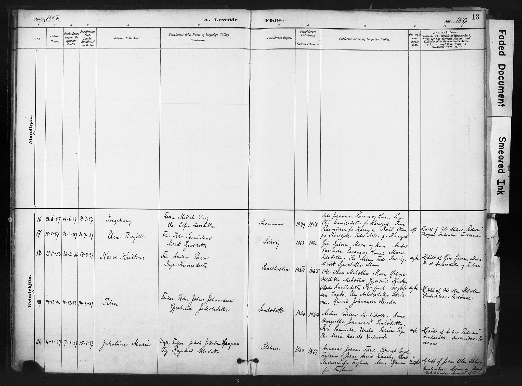 Hammerfest sokneprestkontor, AV/SATØ-S-1347/H/Ha/L0011.kirke: Parish register (official) no. 11 /1, 1885-1897, p. 13