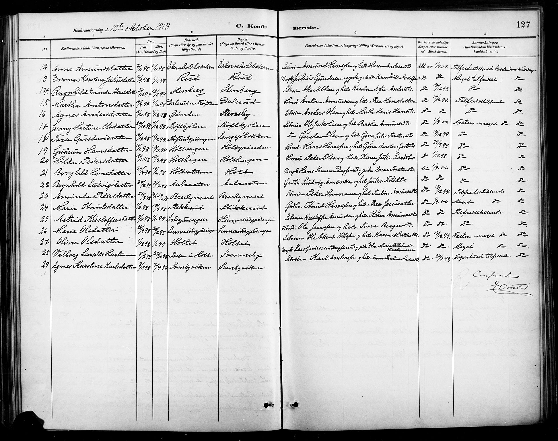 Nord-Odal prestekontor, AV/SAH-PREST-032/H/Ha/Hab/L0003: Parish register (copy) no. 3, 1895-1923, p. 127