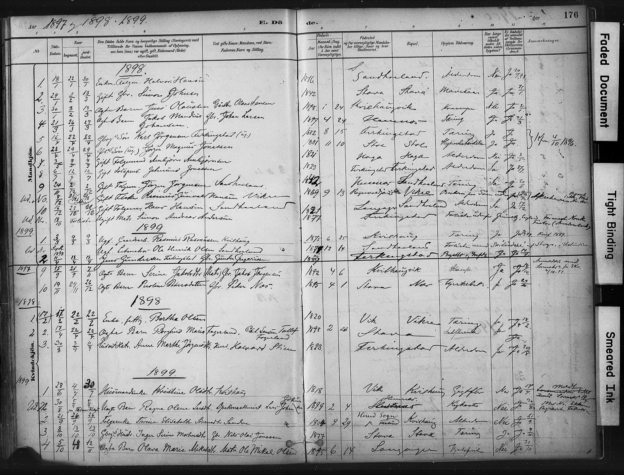 Skudenes sokneprestkontor, SAST/A -101849/H/Ha/Haa/L0010: Parish register (official) no. A 7, 1882-1912, p. 176