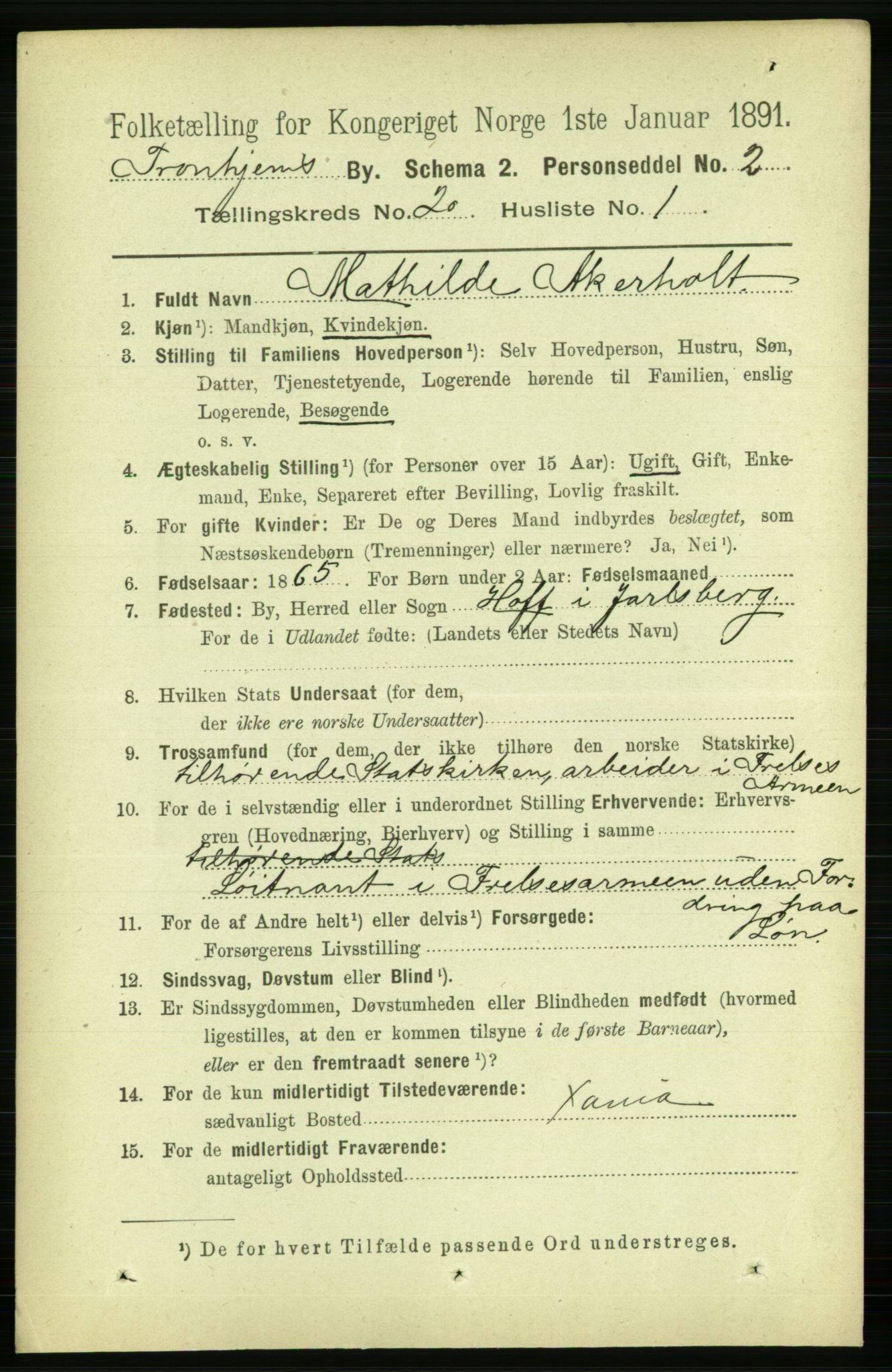 RA, 1891 census for 1601 Trondheim, 1891, p. 15152