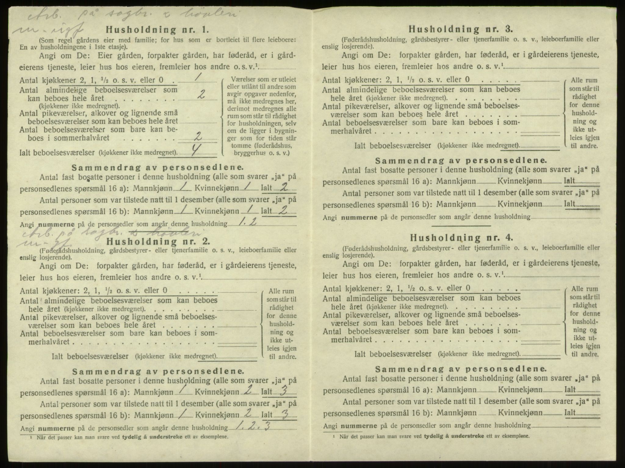 SAB, 1920 census for Innvik, 1920, p. 444