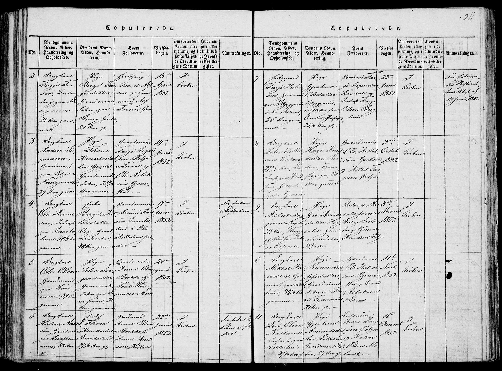Fyresdal kirkebøker, SAKO/A-263/F/Fa/L0004: Parish register (official) no. I 4, 1815-1854, p. 211