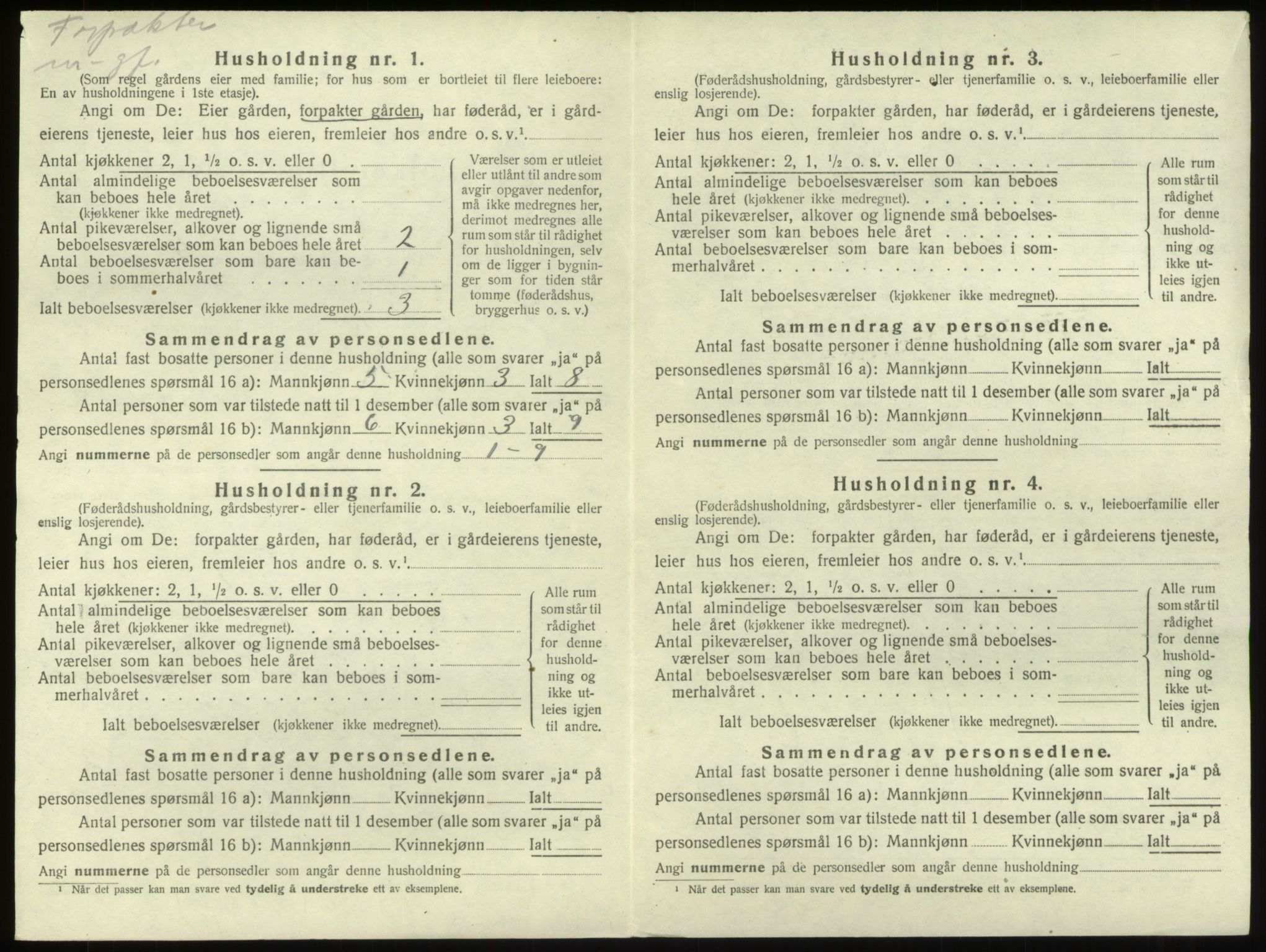 SAB, 1920 census for Innvik, 1920, p. 161