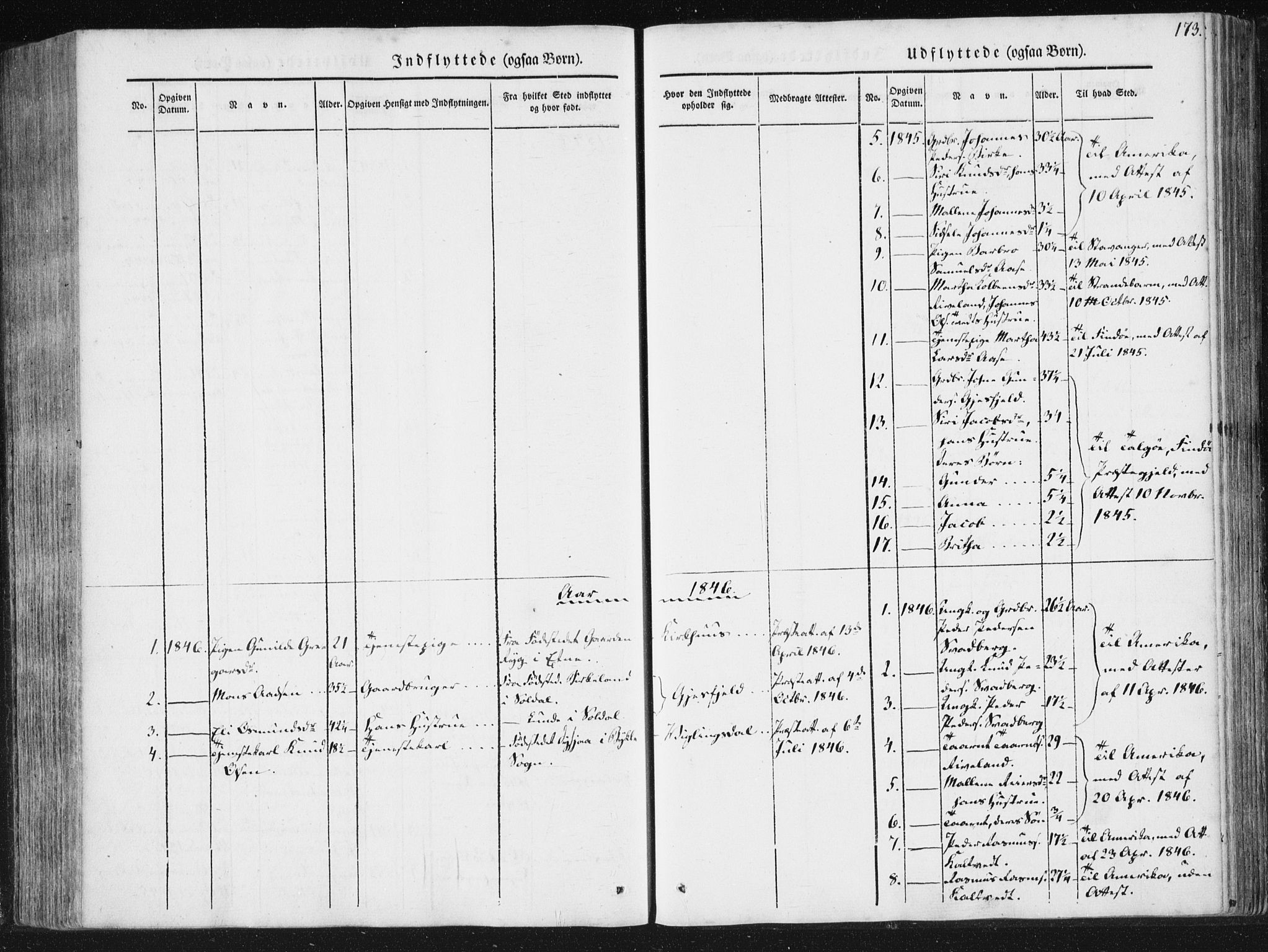 Hjelmeland sokneprestkontor, SAST/A-101843/01/IV/L0008: Parish register (official) no. A 8, 1842-1861, p. 173
