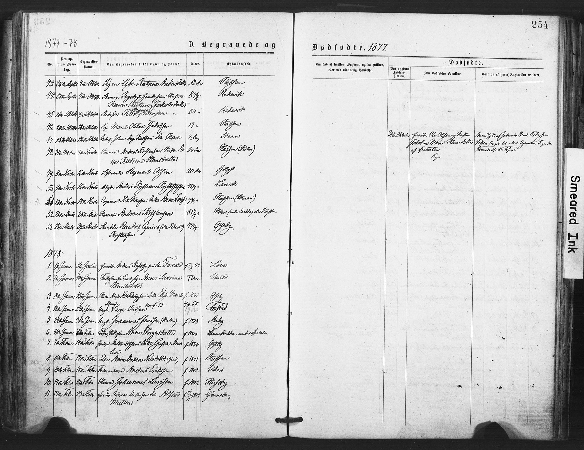 Tjølling kirkebøker, AV/SAKO-A-60/F/Fa/L0008: Parish register (official) no. 8, 1877-1886, p. 254