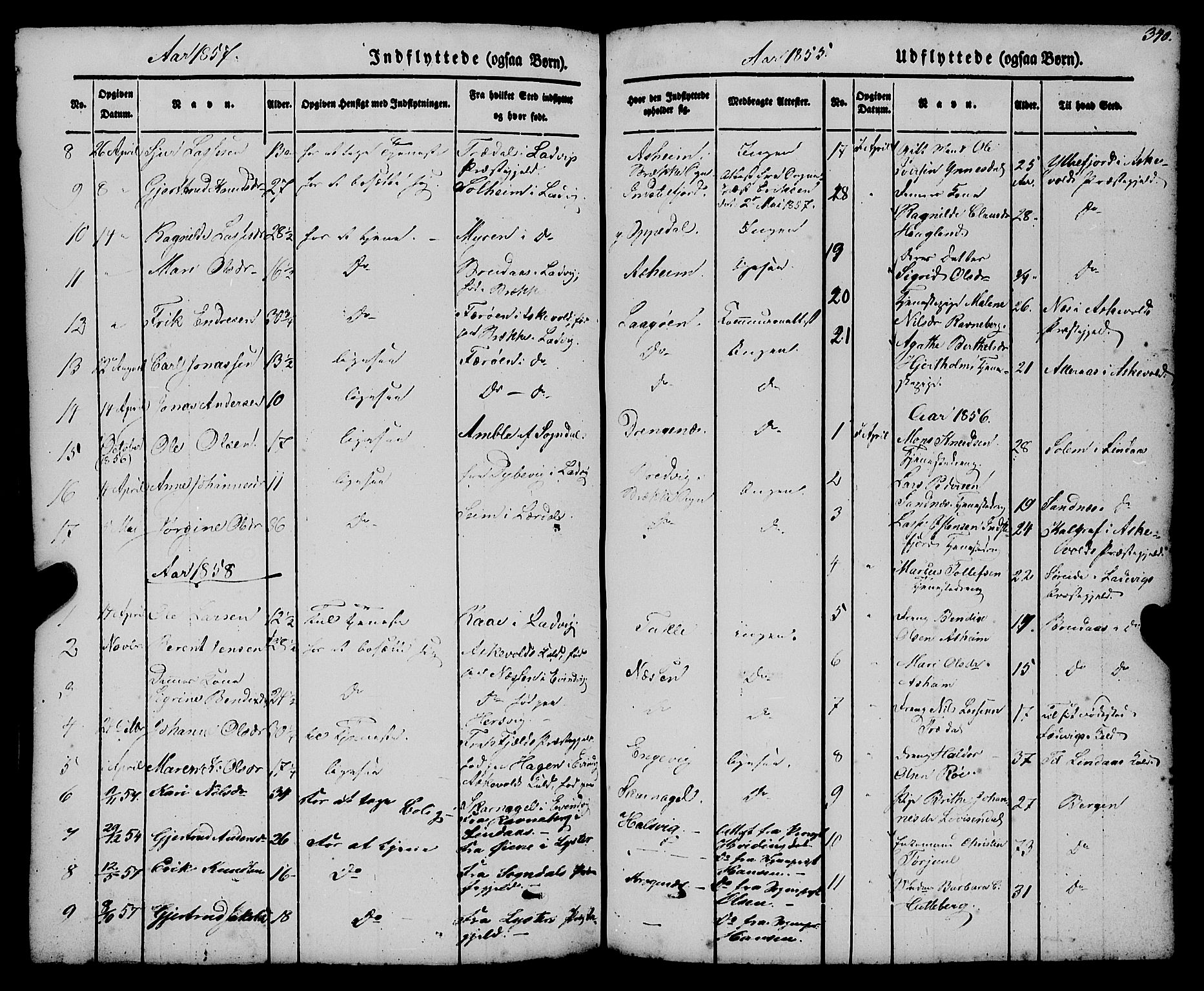 Gulen sokneprestembete, SAB/A-80201/H/Haa/Haaa/L0021: Parish register (official) no. A 21, 1848-1858, p. 340
