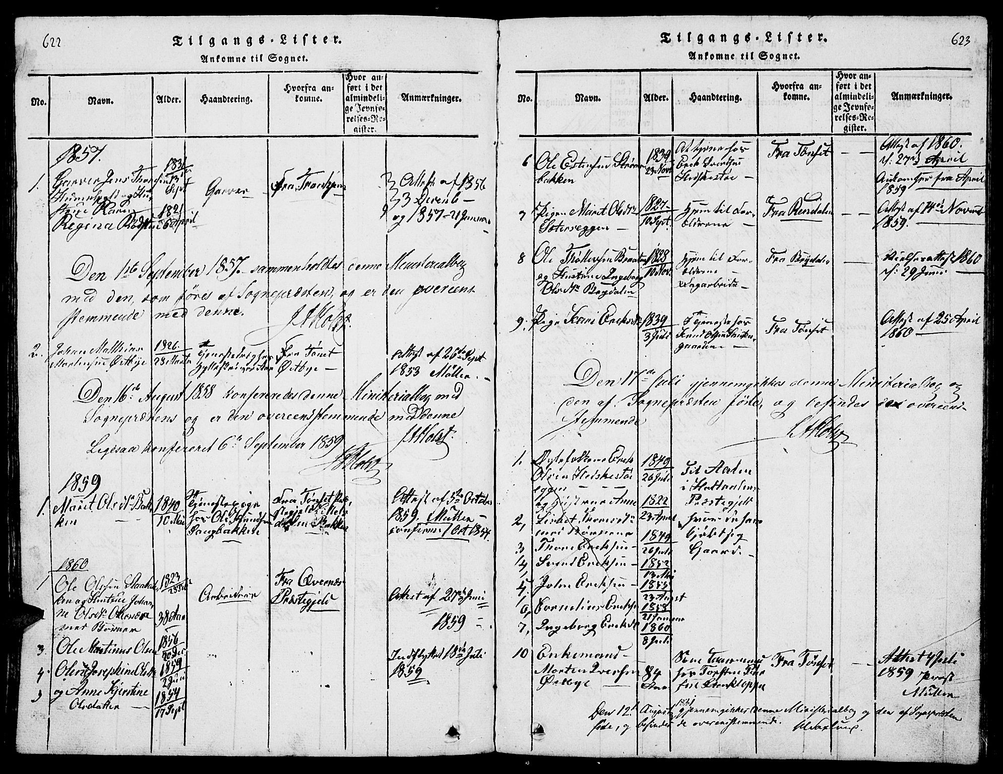 Tolga prestekontor, SAH/PREST-062/L/L0001: Parish register (copy) no. 1, 1814-1877, p. 622-623