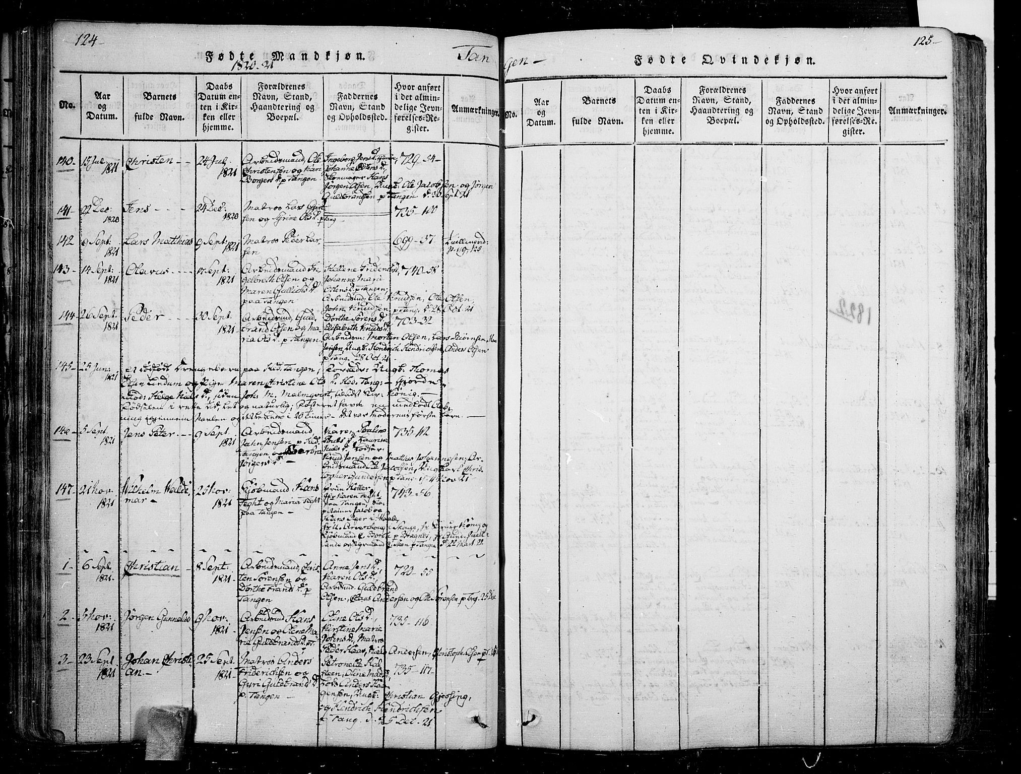 Skoger kirkebøker, AV/SAKO-A-59/F/Fa/L0002: Parish register (official) no. I 2 /2, 1814-1842, p. 124-125