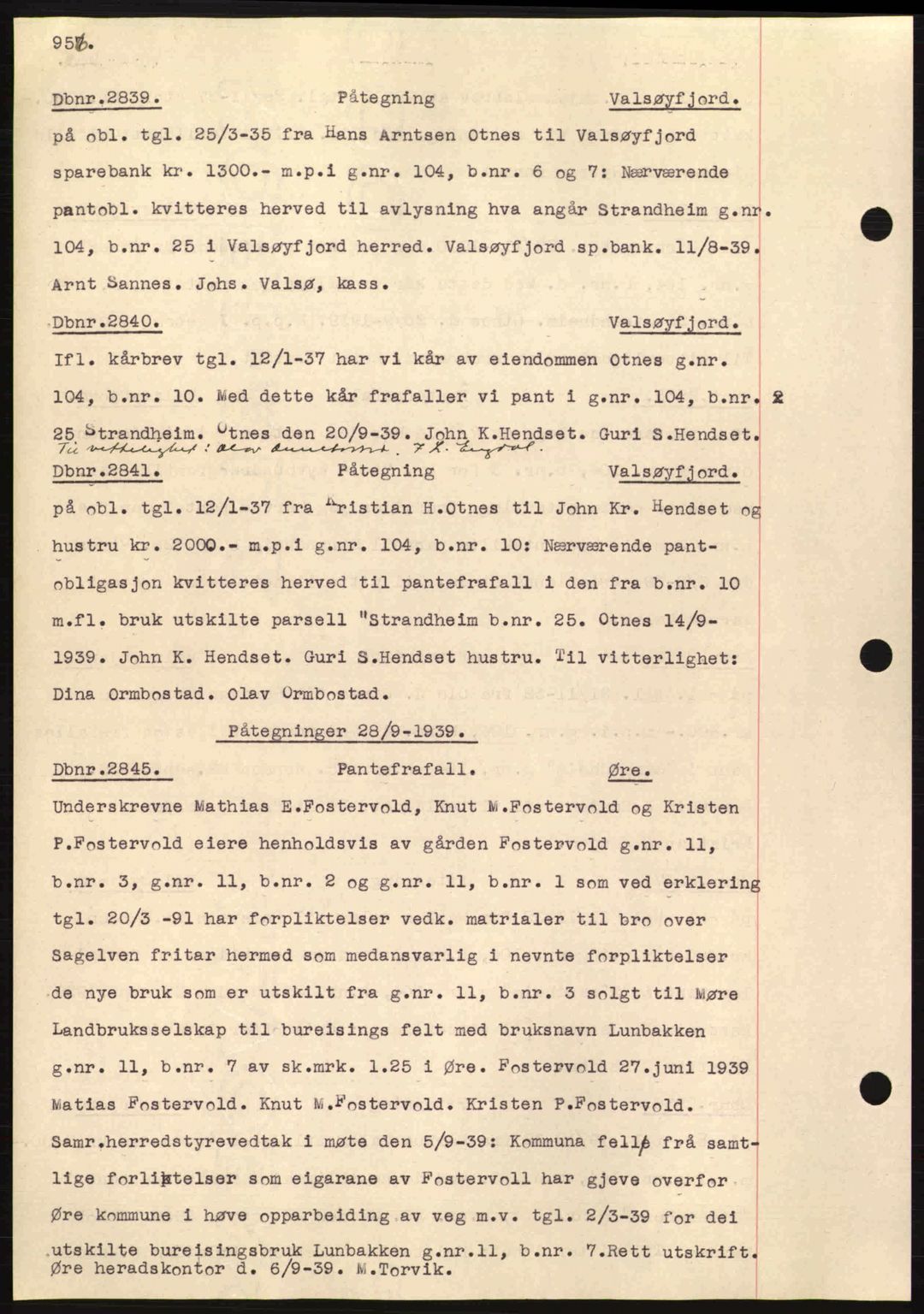 Nordmøre sorenskriveri, AV/SAT-A-4132/1/2/2Ca: Mortgage book no. C80, 1936-1939, Diary no: : 2839/1939