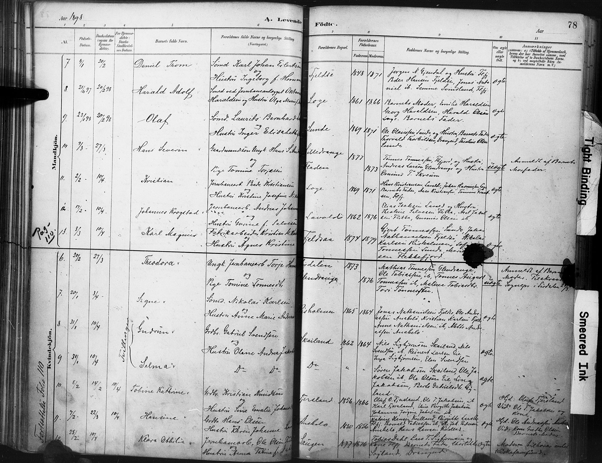 Flekkefjord sokneprestkontor, AV/SAK-1111-0012/F/Fa/Fac/L0008: Parish register (official) no. A 8, 1885-1898, p. 78