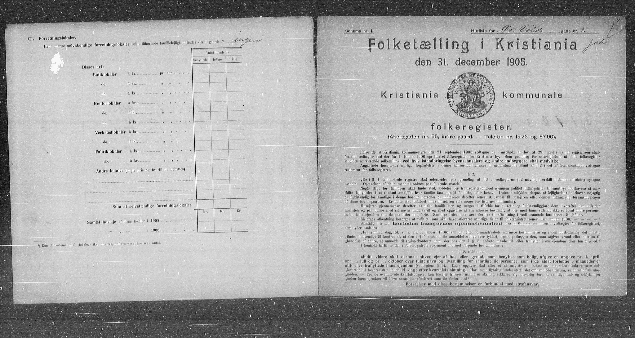 OBA, Municipal Census 1905 for Kristiania, 1905, p. 68390