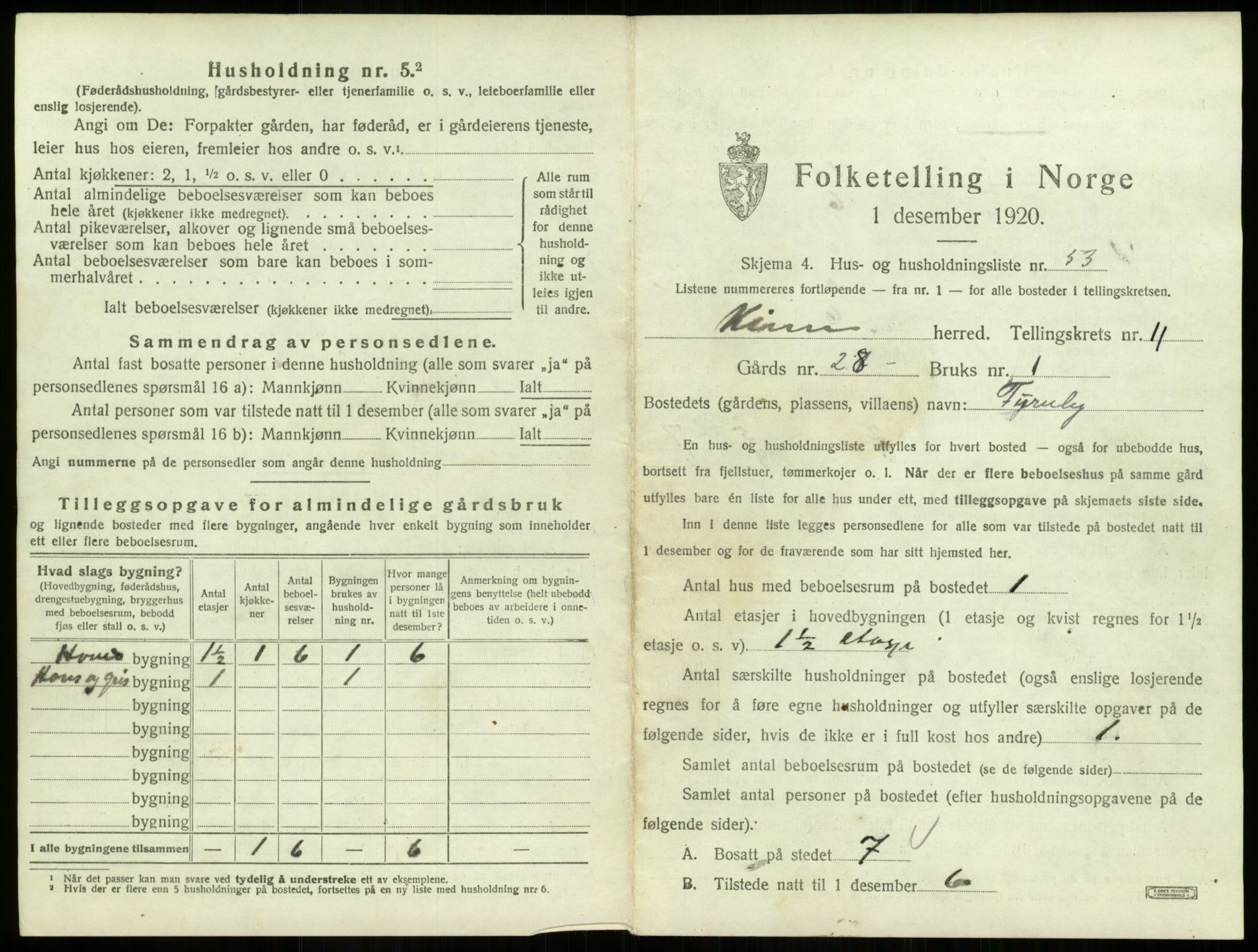 SAB, 1920 census for Kinn, 1920, p. 512