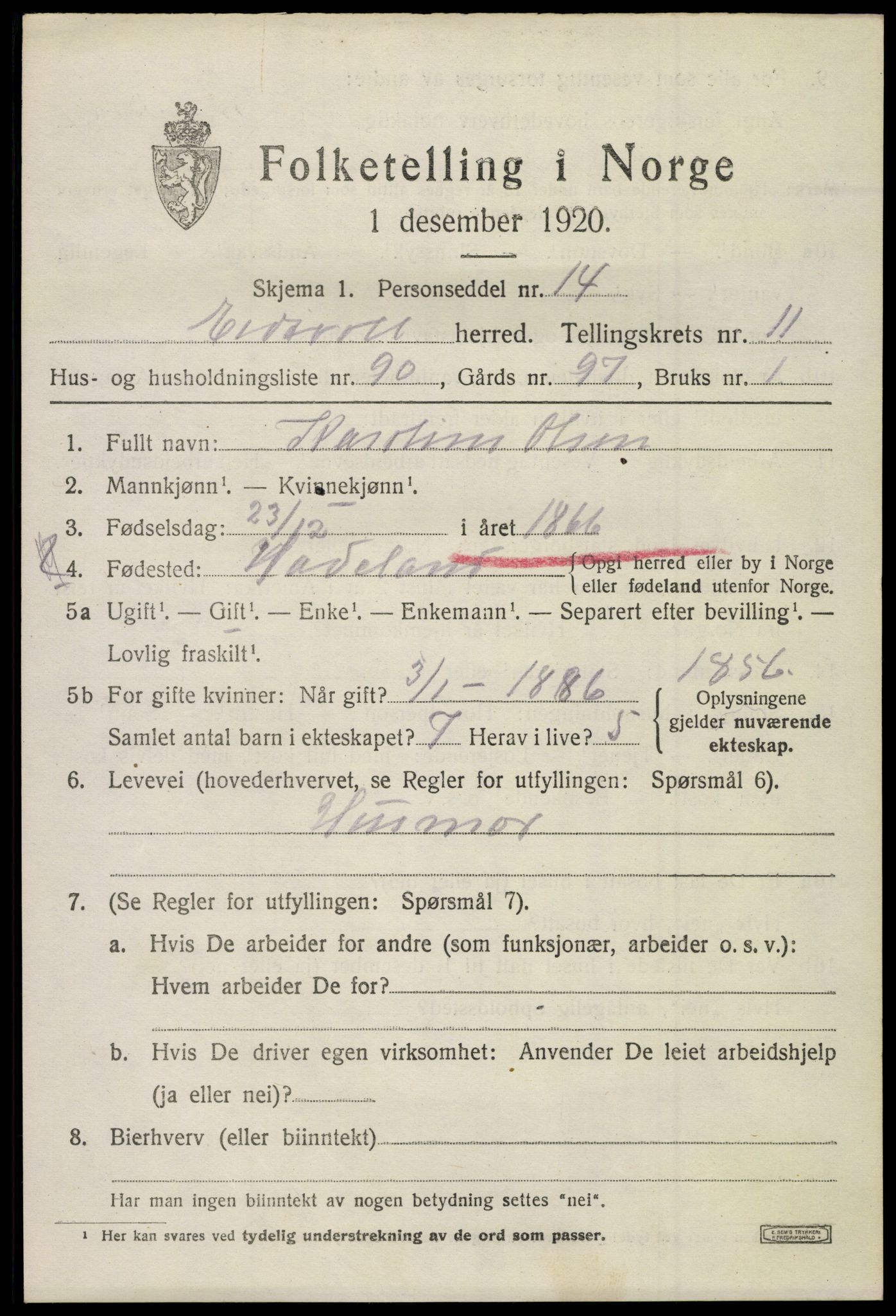 SAO, 1920 census for Eidsvoll, 1920, p. 18293