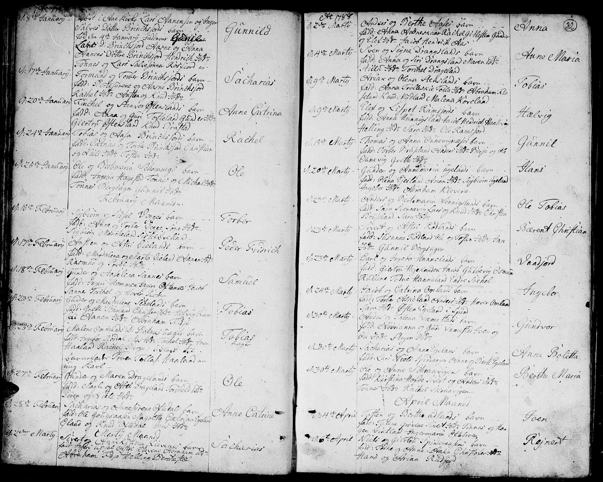 Lyngdal sokneprestkontor, AV/SAK-1111-0029/F/Fa/Fac/L0004: Parish register (official) no. A 4, 1780-1815, p. 32