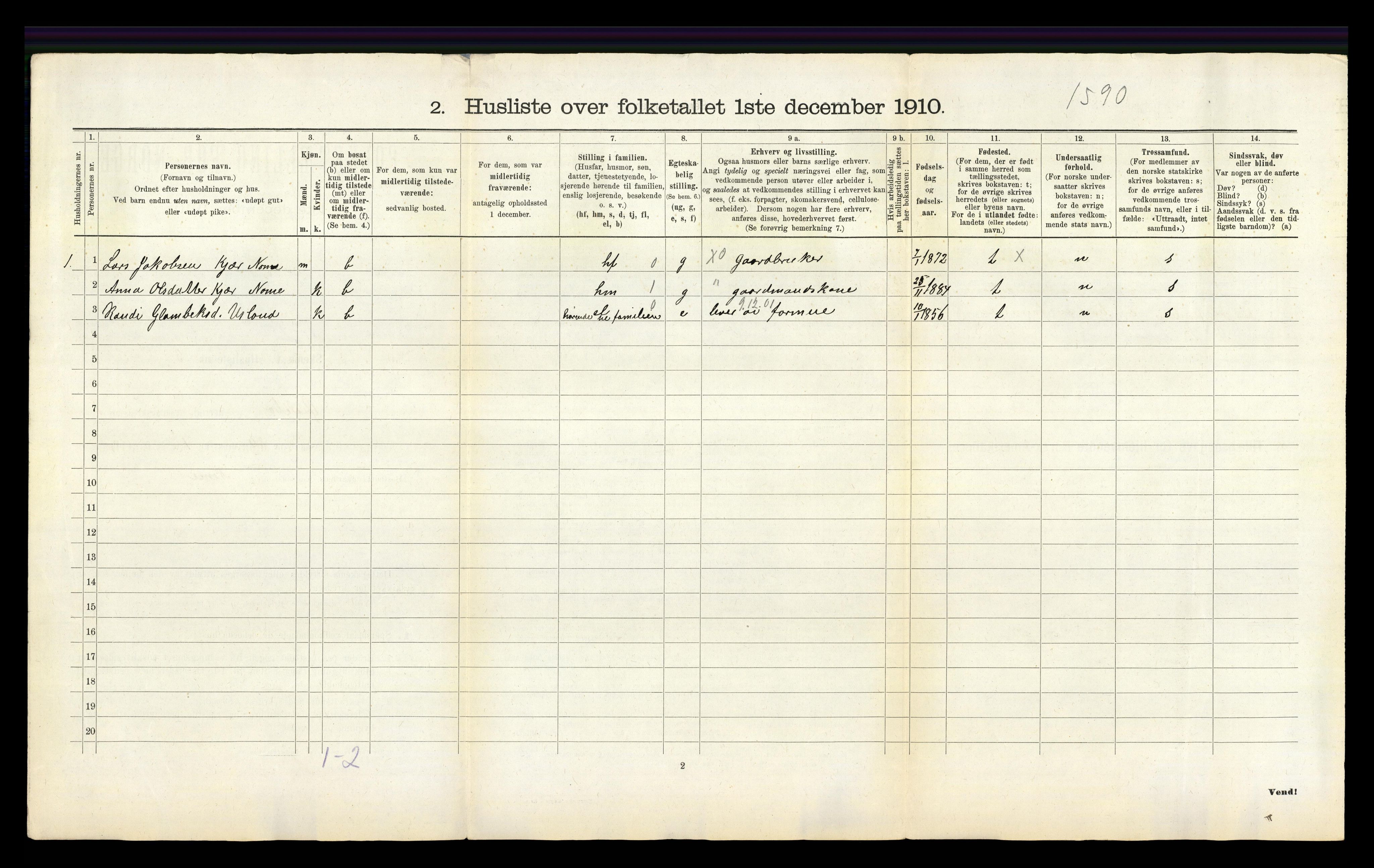 RA, 1910 census for Øyslebø, 1910, p. 25