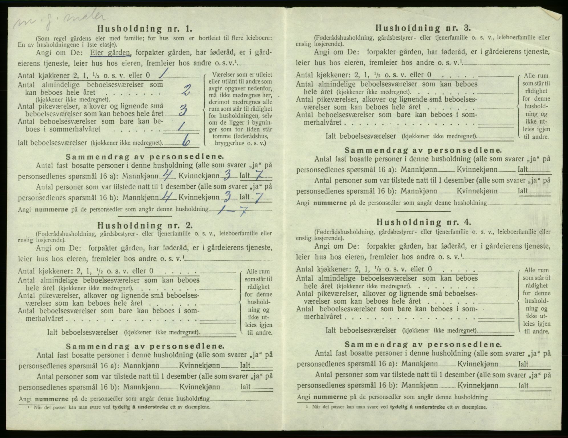 SAB, 1920 census for Moster, 1920, p. 87