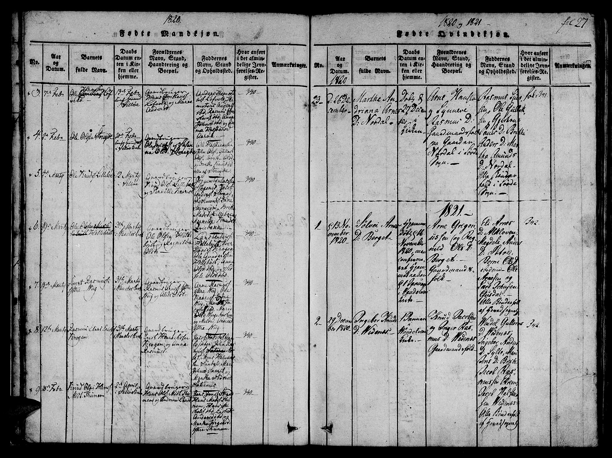 Ministerialprotokoller, klokkerbøker og fødselsregistre - Møre og Romsdal, AV/SAT-A-1454/501/L0004: Parish register (official) no. 501A04, 1816-1831, p. 27