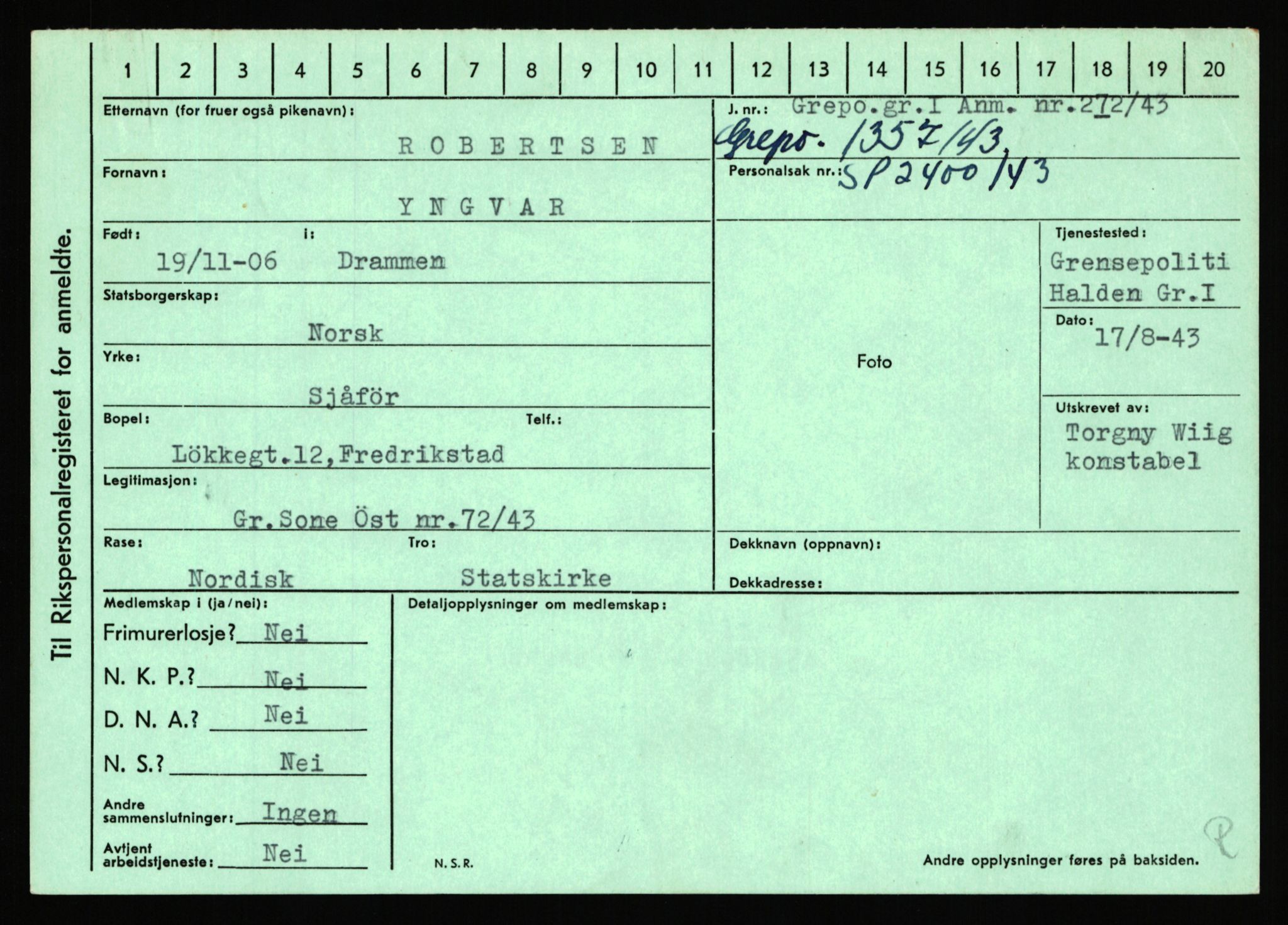 Statspolitiet - Hovedkontoret / Osloavdelingen, AV/RA-S-1329/C/Ca/L0013: Raa - Servold, 1943-1945, p. 1557