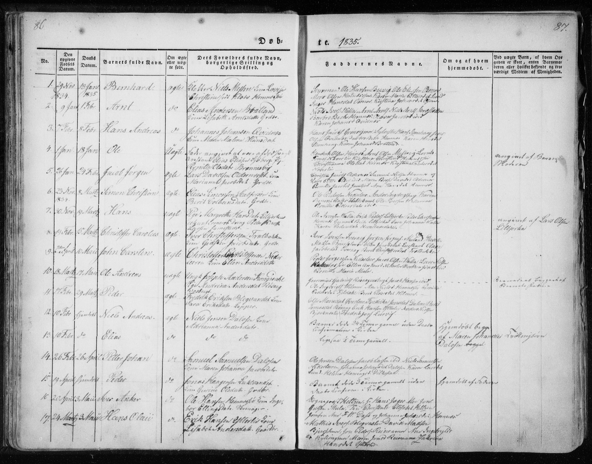Ministerialprotokoller, klokkerbøker og fødselsregistre - Nordland, SAT/A-1459/825/L0354: Parish register (official) no. 825A08, 1826-1841, p. 86-87