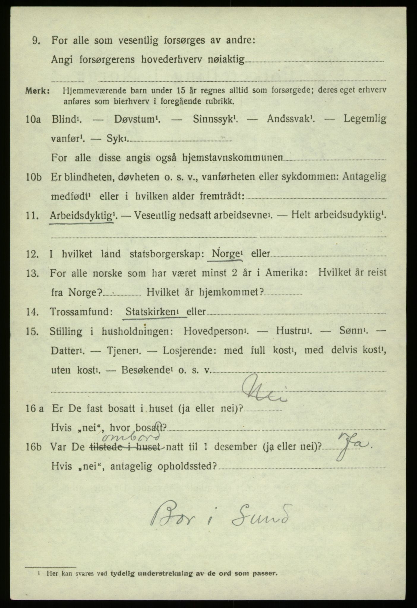 SAB, 1920 census for Hosanger, 1920, p. 2304