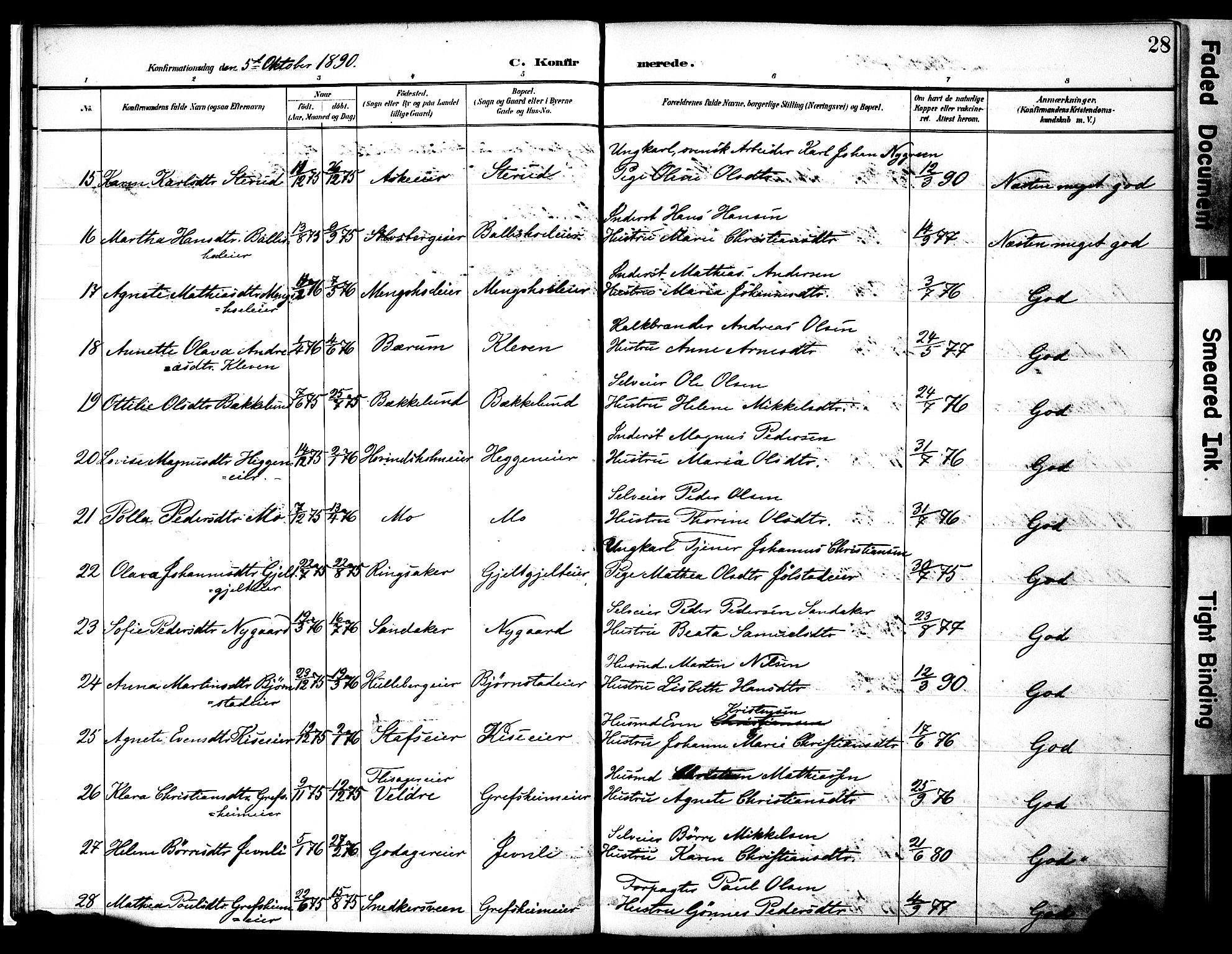 Nes prestekontor, Hedmark, AV/SAH-PREST-020/K/Ka/L0010: Parish register (official) no. 10, 1887-1905, p. 28